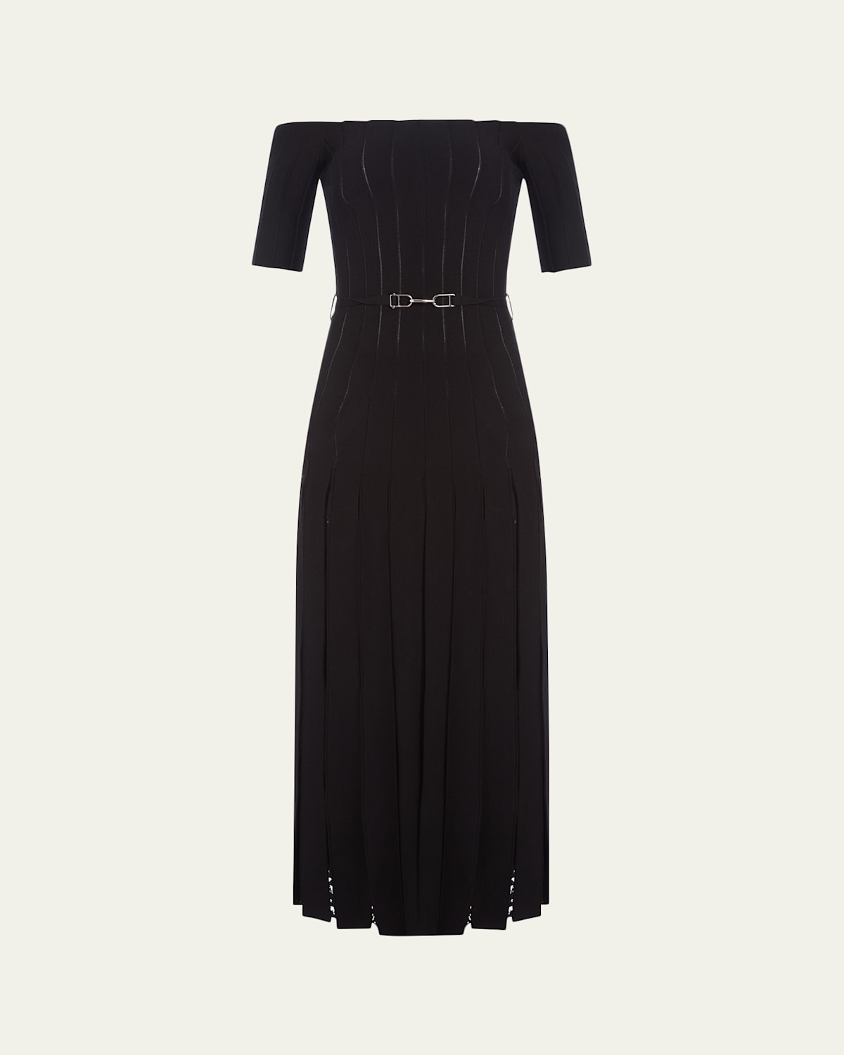 Gabriela Hearst Kurt Off-The-Shoulder Pleated Merino Dress | Thumbnail 2