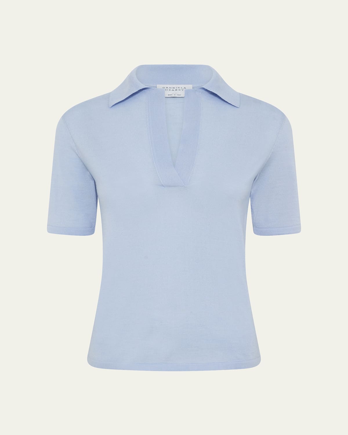 Gabriela Hearst Caius Short-Sleeve Wool-Silk Polo Sweater | Thumbnail 2 Gabriela Hearst Caius Short-Sleeve Wool-Silk Polo Sweater | Thumbnail 2