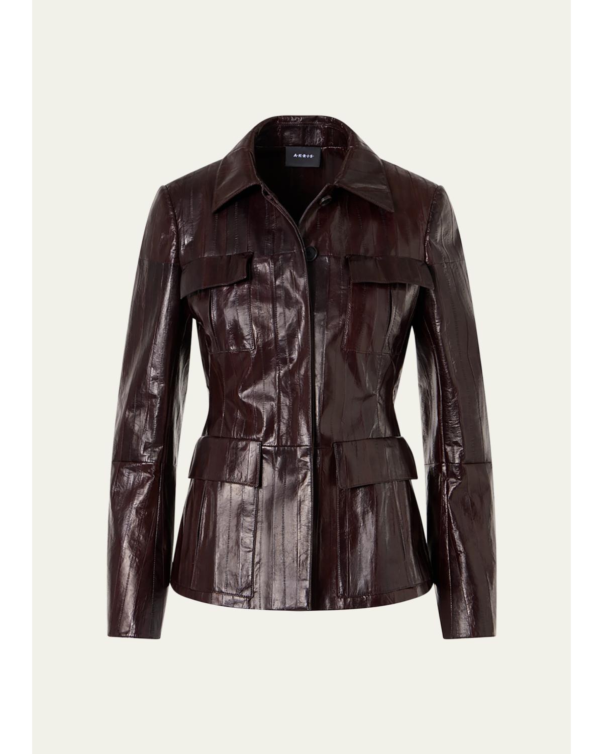 Kimia Lacquered Eel Leather Fitted Jacket