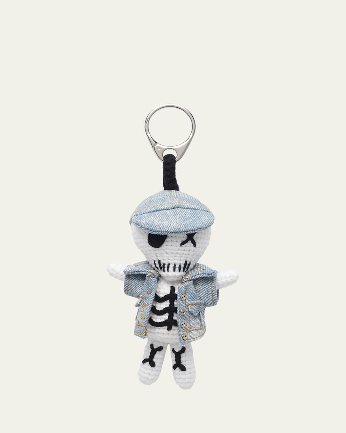 Alexander Mcqueen The Doll Denim Bag Charm In Gray