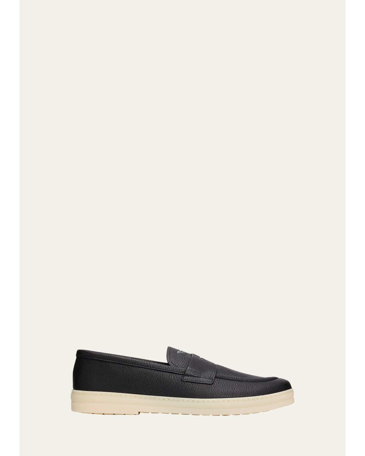Men'S Alphabet Deerskin Rubber-Sole Penny Loafers