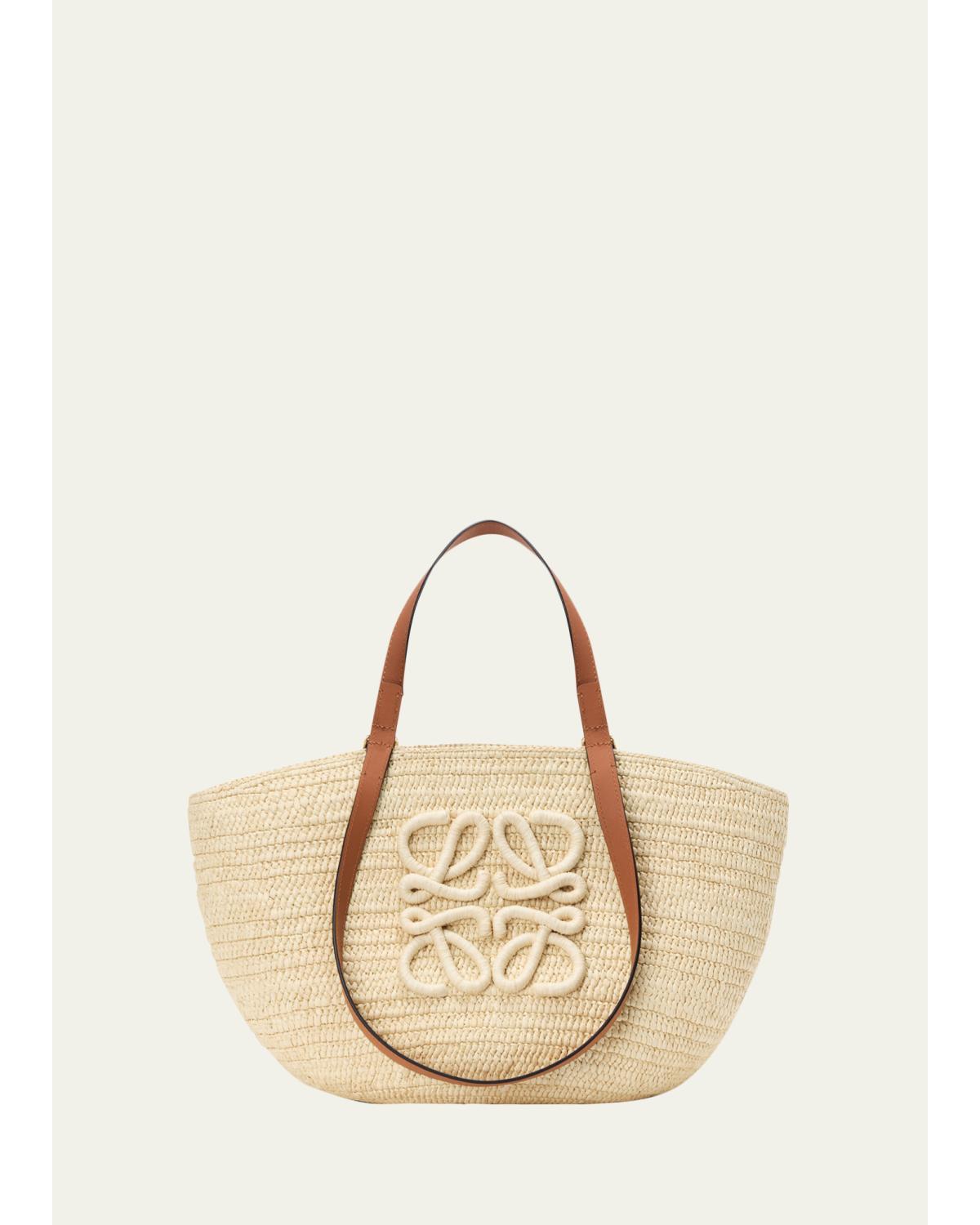 x Paula's Ibiza Extra Large Eclipse Basket Bag in Raffia and Calfskin
