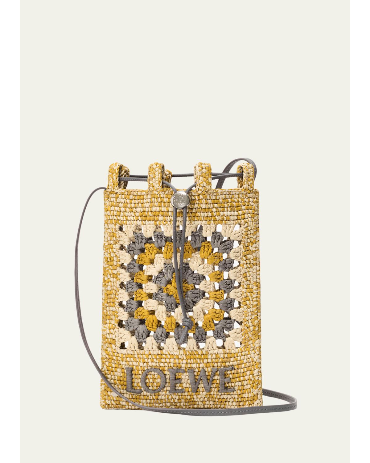 x Paula's Ibiza Crochet Raffia Pocket Crossbody Bag