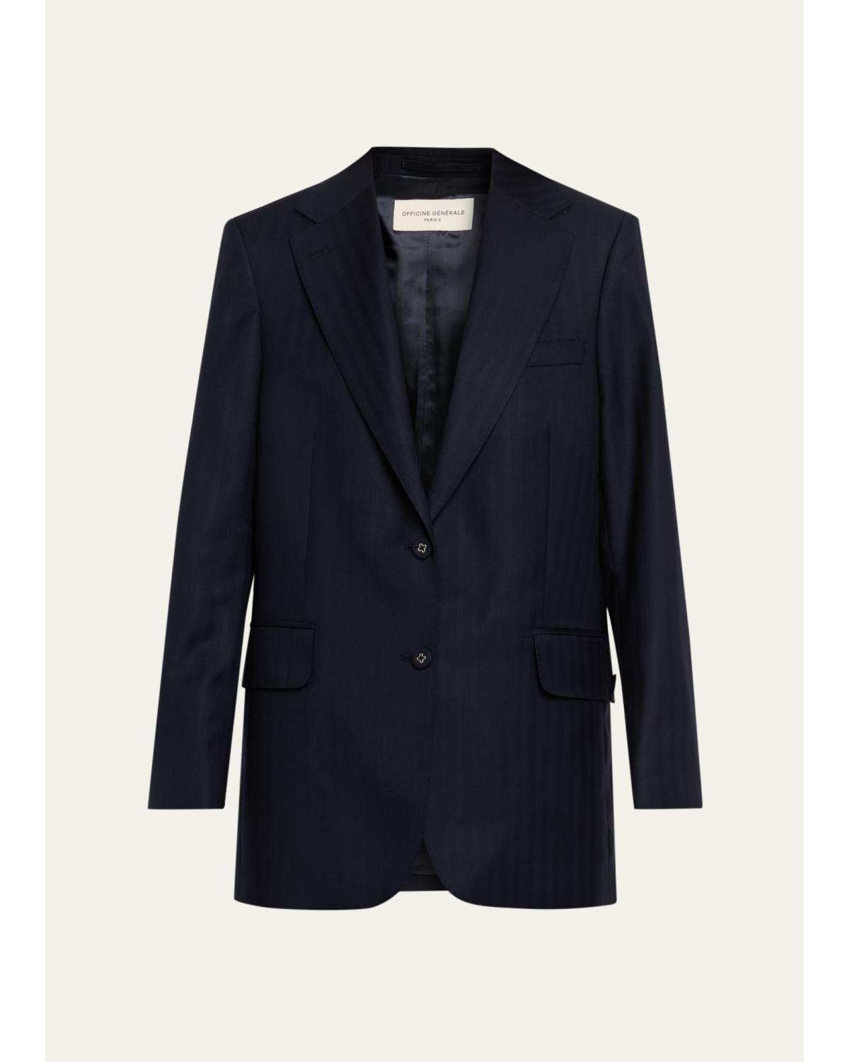 Edona Italian Herringbone Wool Tailored Jacket