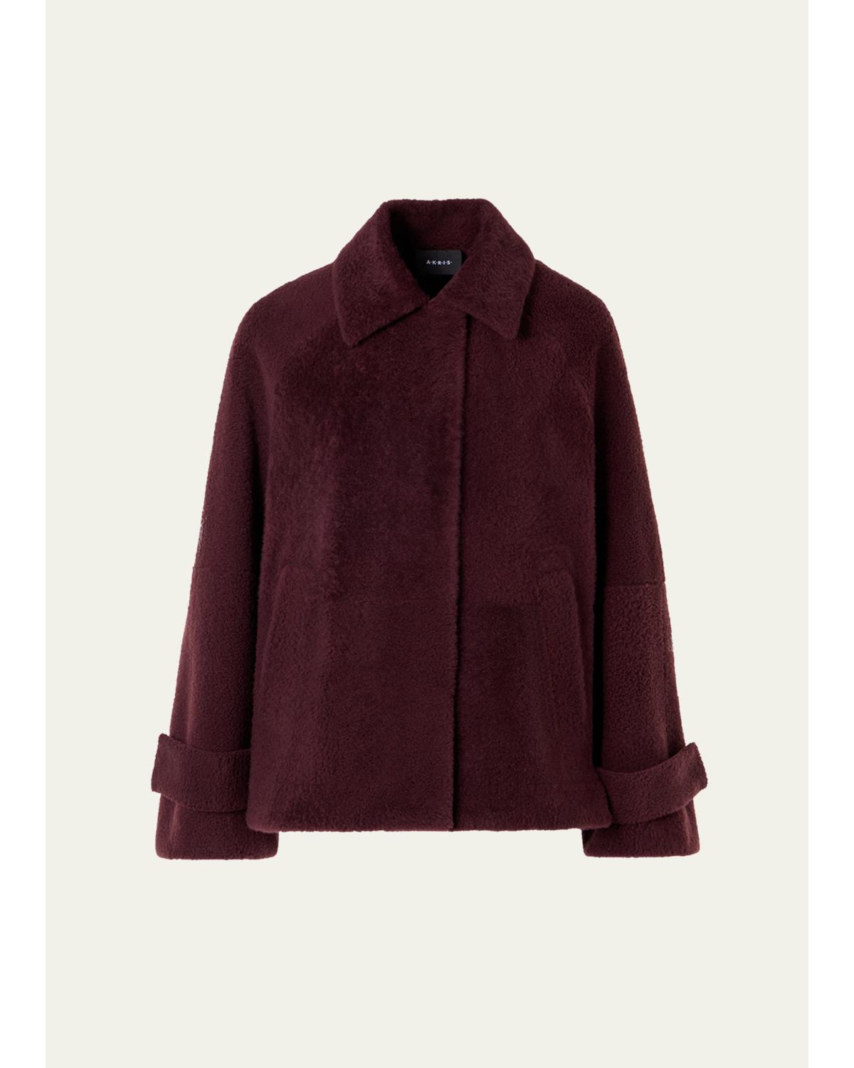Alisa Lamb Shearling Single-Breasted Short Jacket