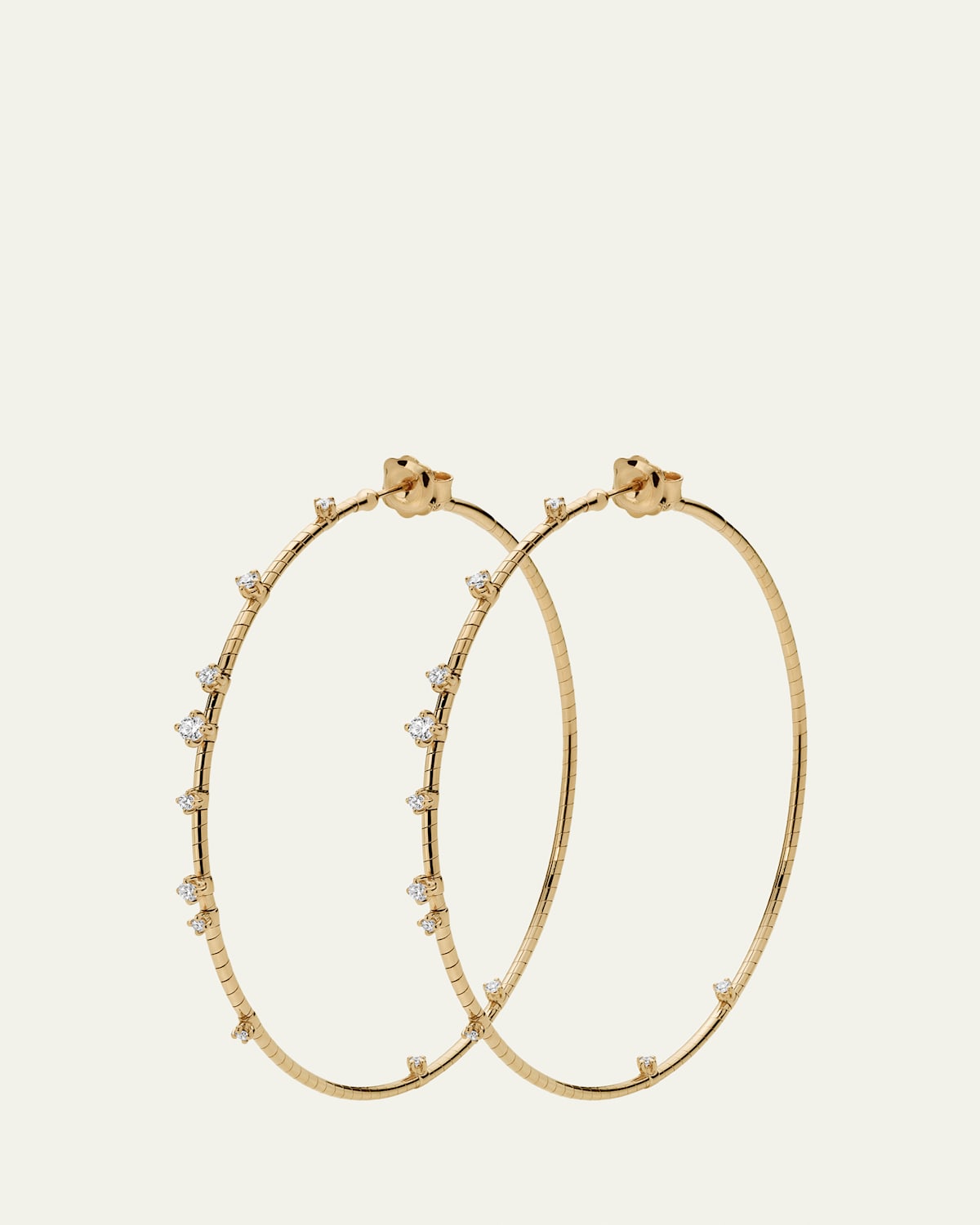 Mattia Cielo 18K Yellow Gold Diamond Hoop Earrings, 6cm | Thumbnail 4