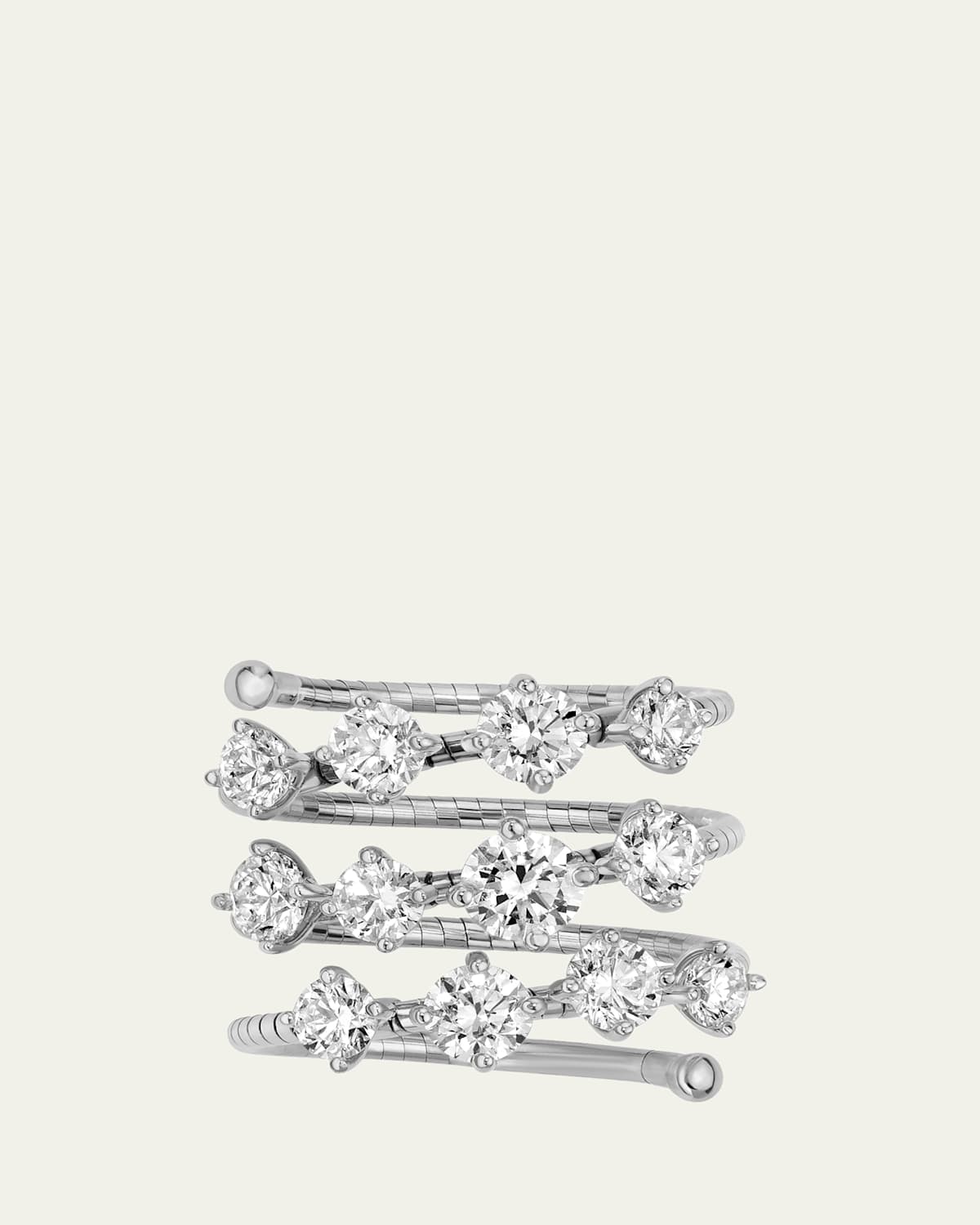 Mattia Cielo 18K White Gold Diamond 3 Row Wrap Ring | Thumbnail 4