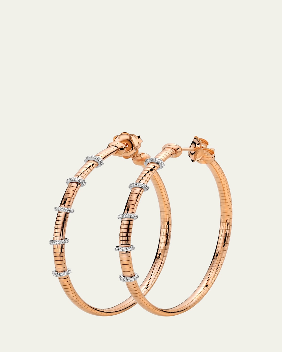 Mattia Cielo 18K Rose Gold Diamond Tubogas Hoop Earrings | Thumbnail 4