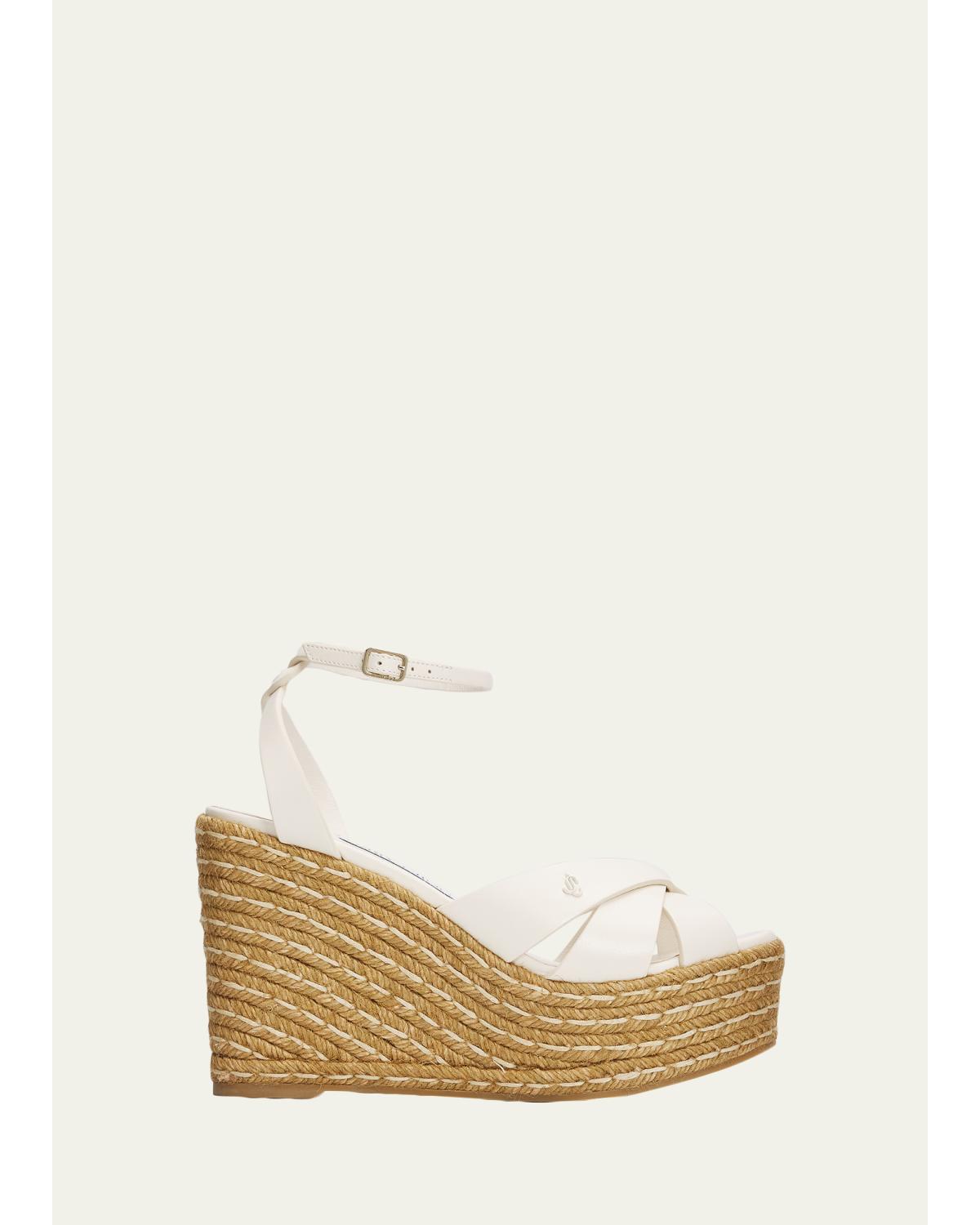100Mm Korra Leather Espadrille Platform Sandals