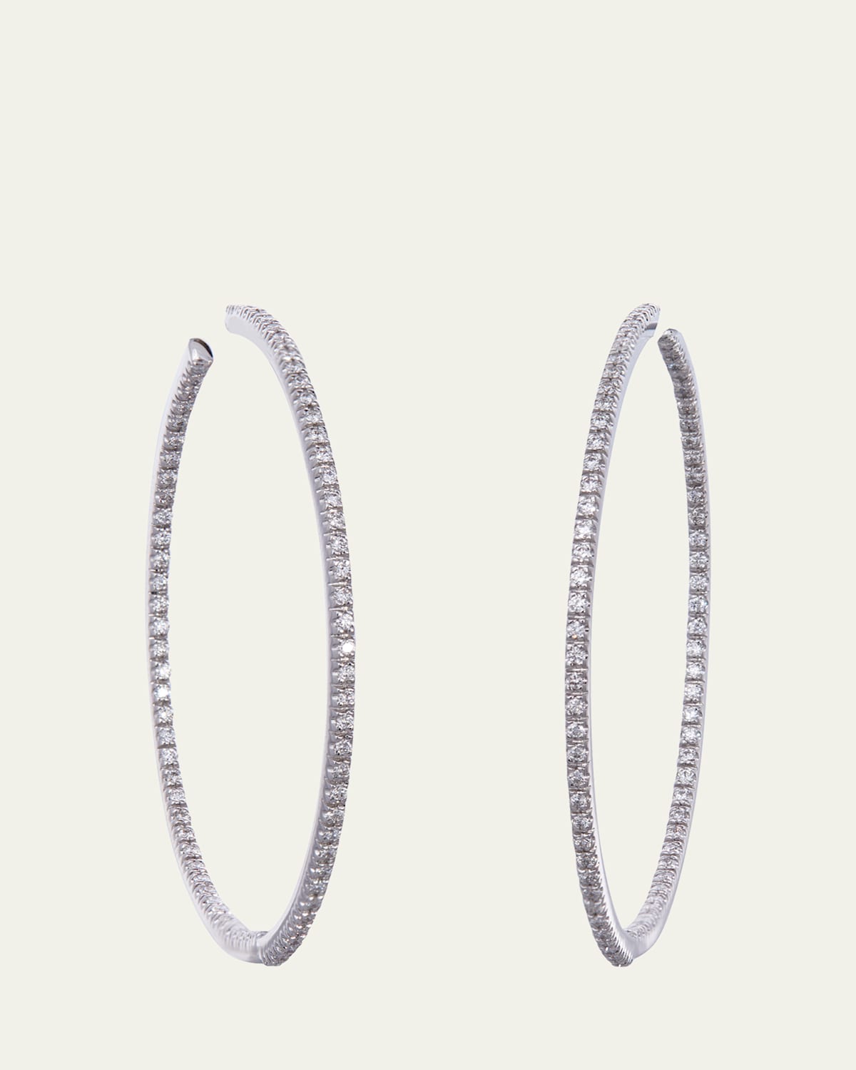 Sidney Garber 18K White Gold Perfect Hoop Earrings with Diamonds