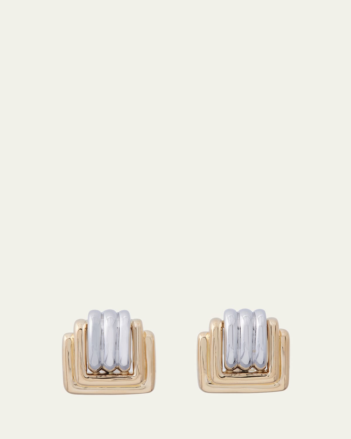 Sidney Garber 18K Yellow and White Gold Square Clip Earrings