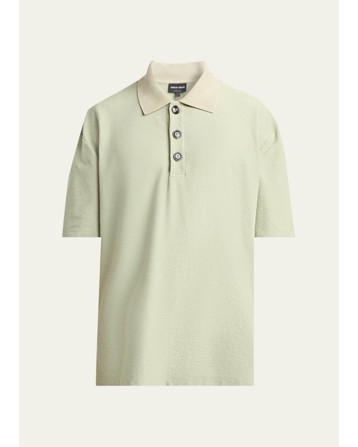 Men'S Seersucker Relaxed-Fit Polo Shirt