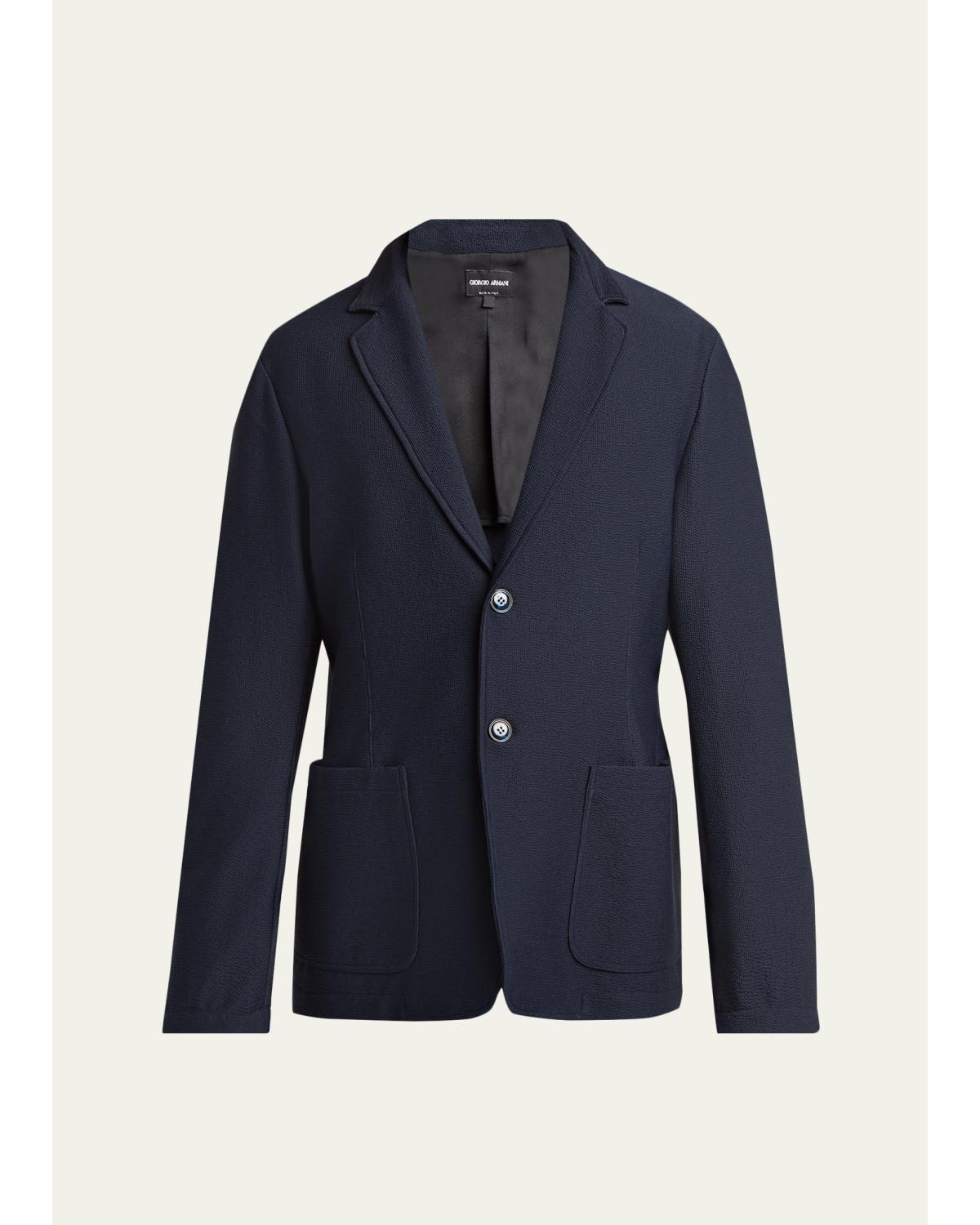 Men'S Seersucker Patch-Pocket Blazer