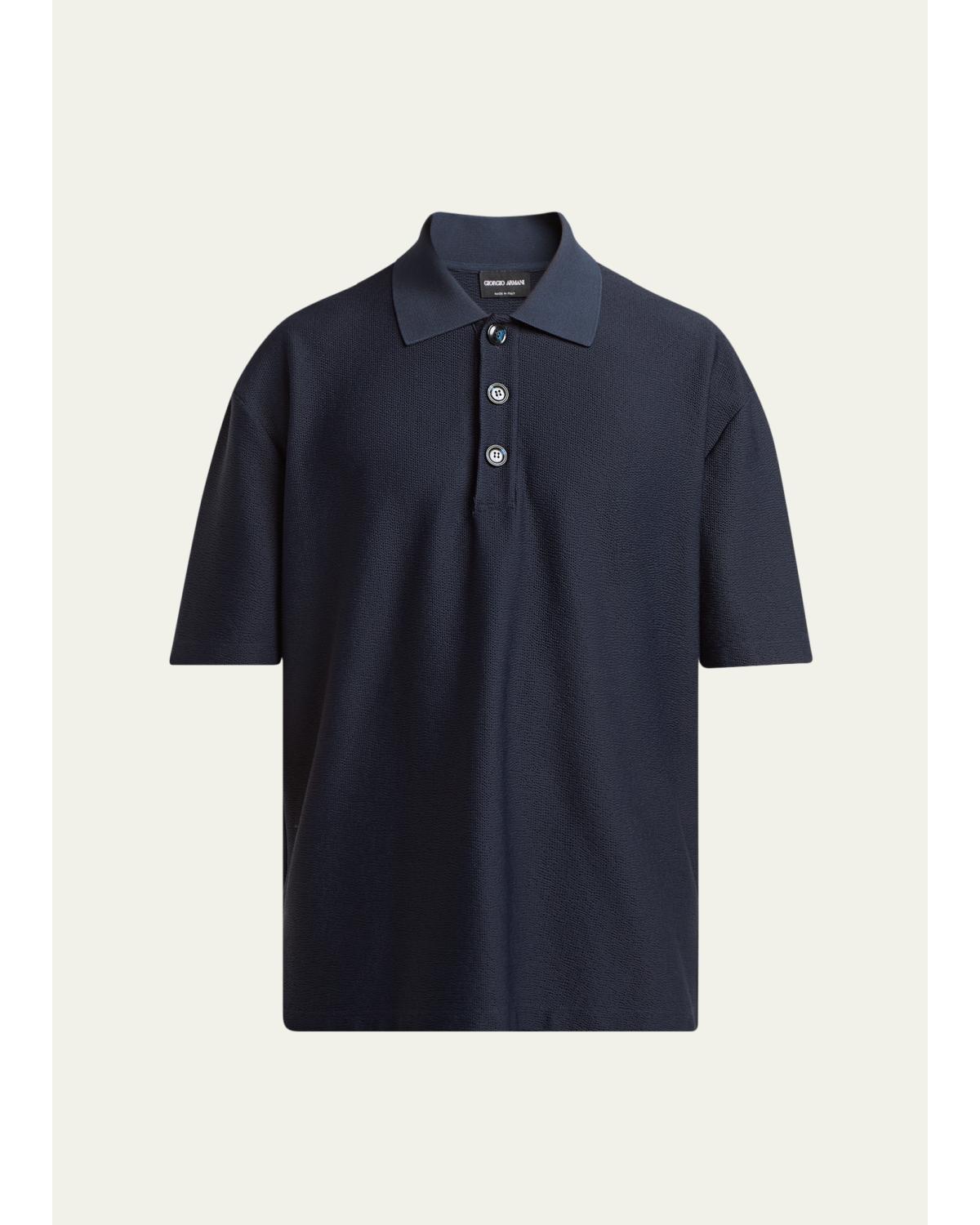 Men'S Seersucker Relaxed-Fit Polo Shirt