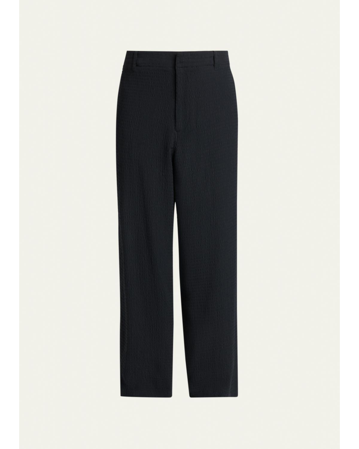 Men'S Seersucker Wide-Leg Trousers