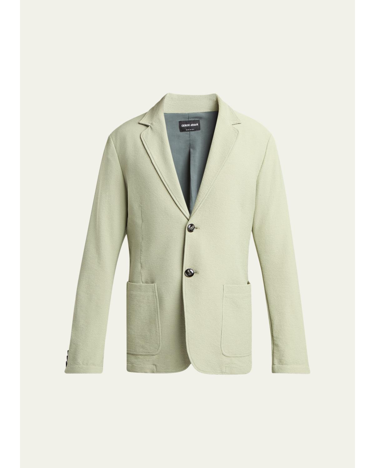 Men'S Seersucker Patch-Pocket Blazer