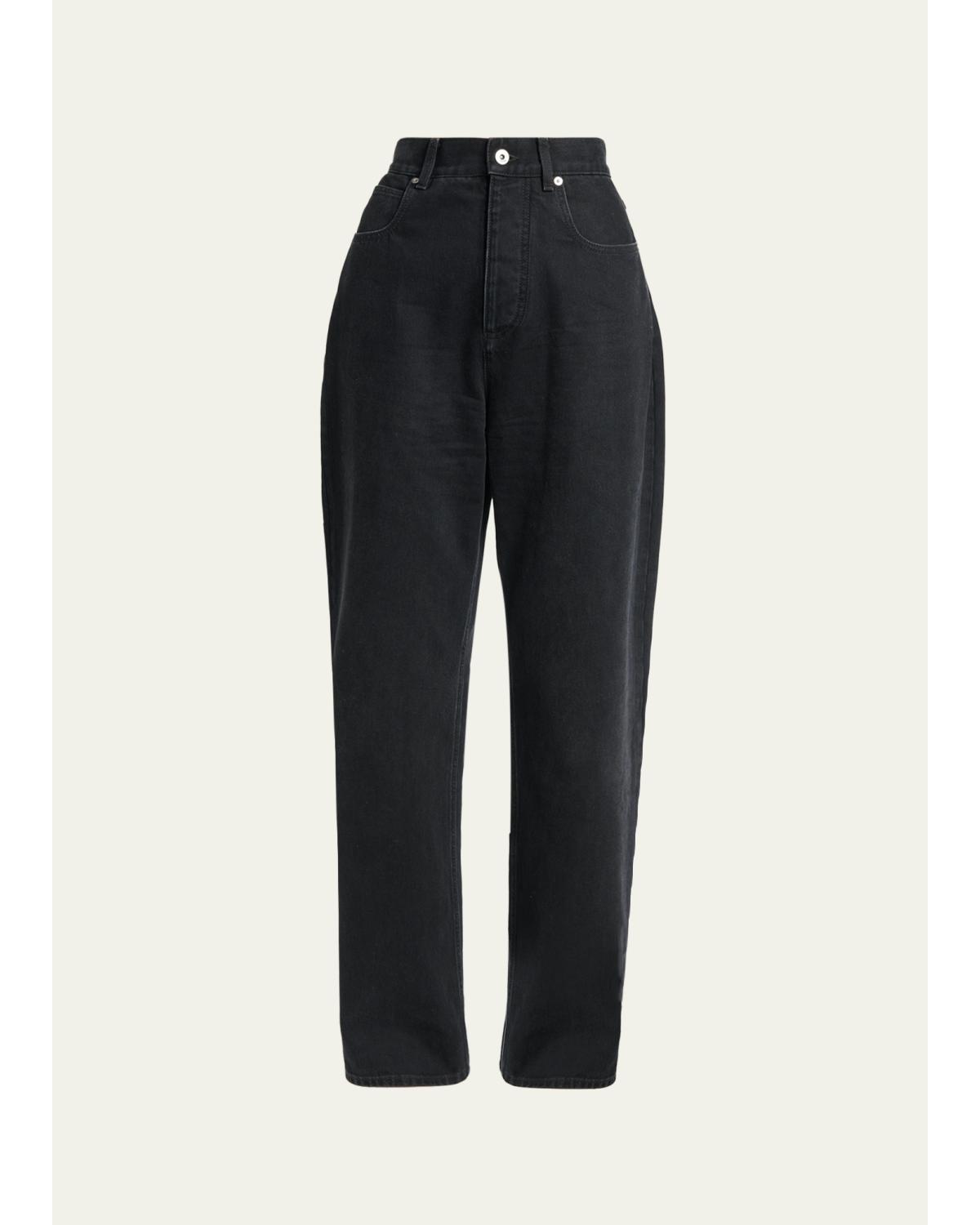 Faded Black Denim Wide- Leg