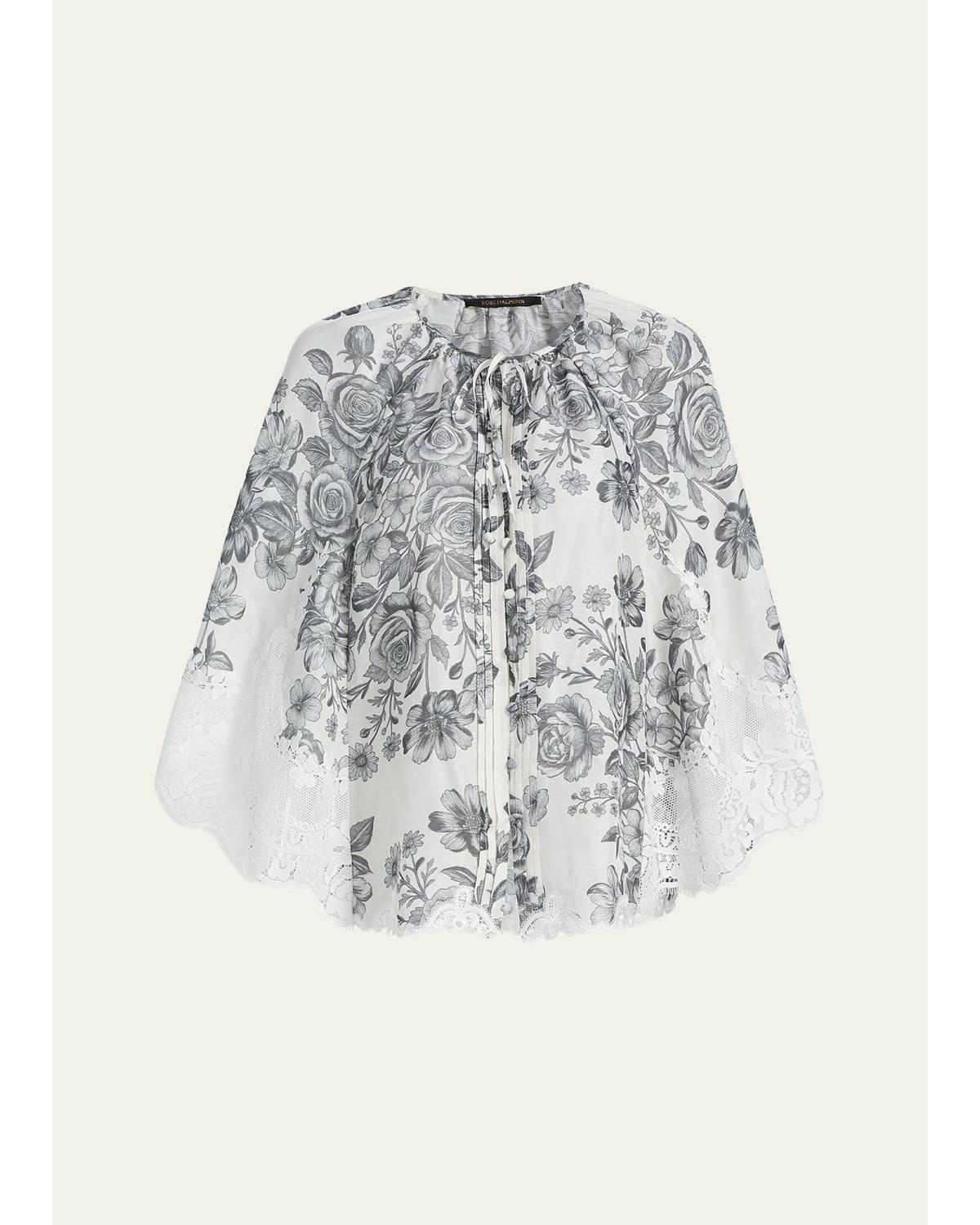 Paloma Lace-Trim Viscose-Linen Blouse