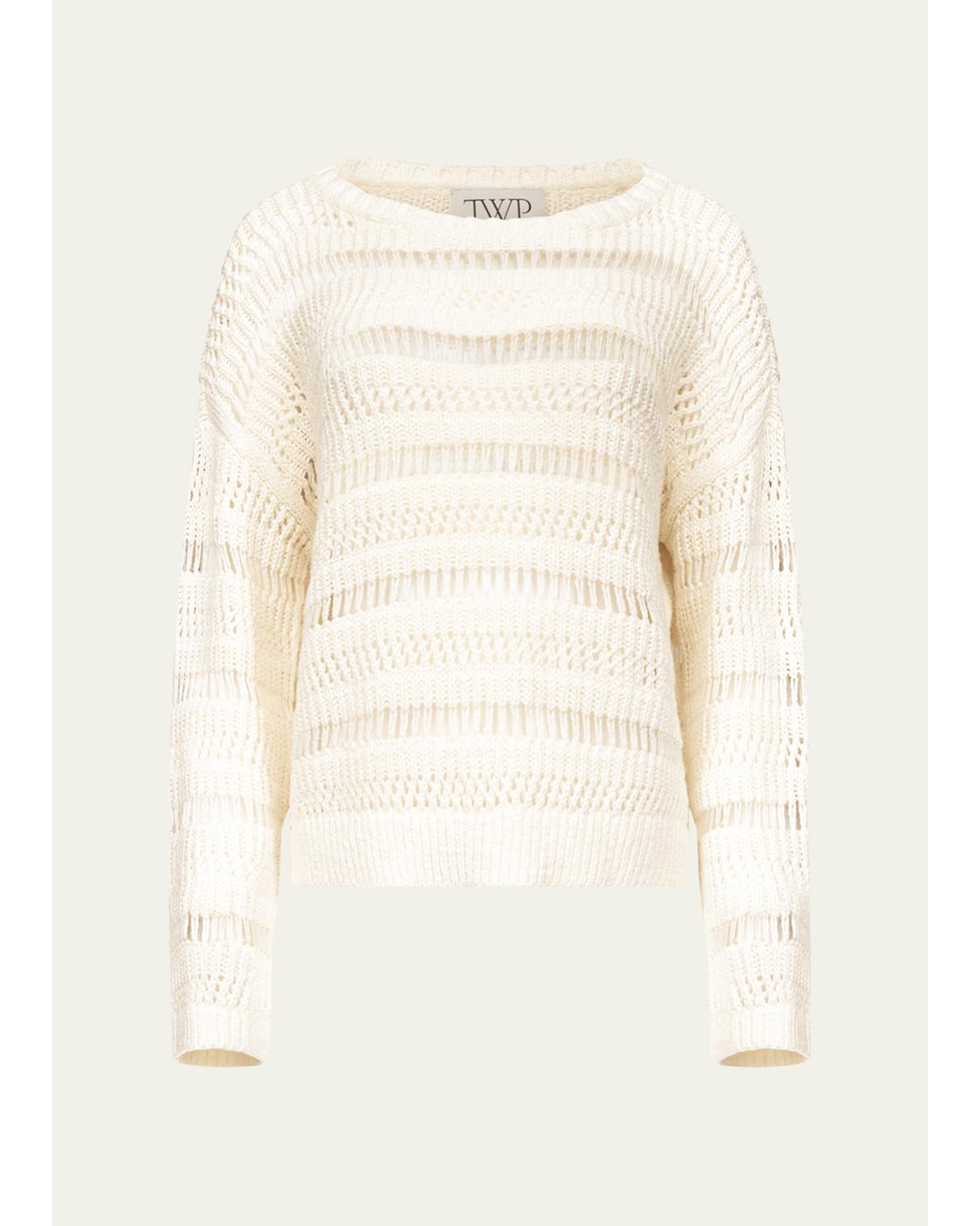 Wide-Neck Open Stitch Sweater