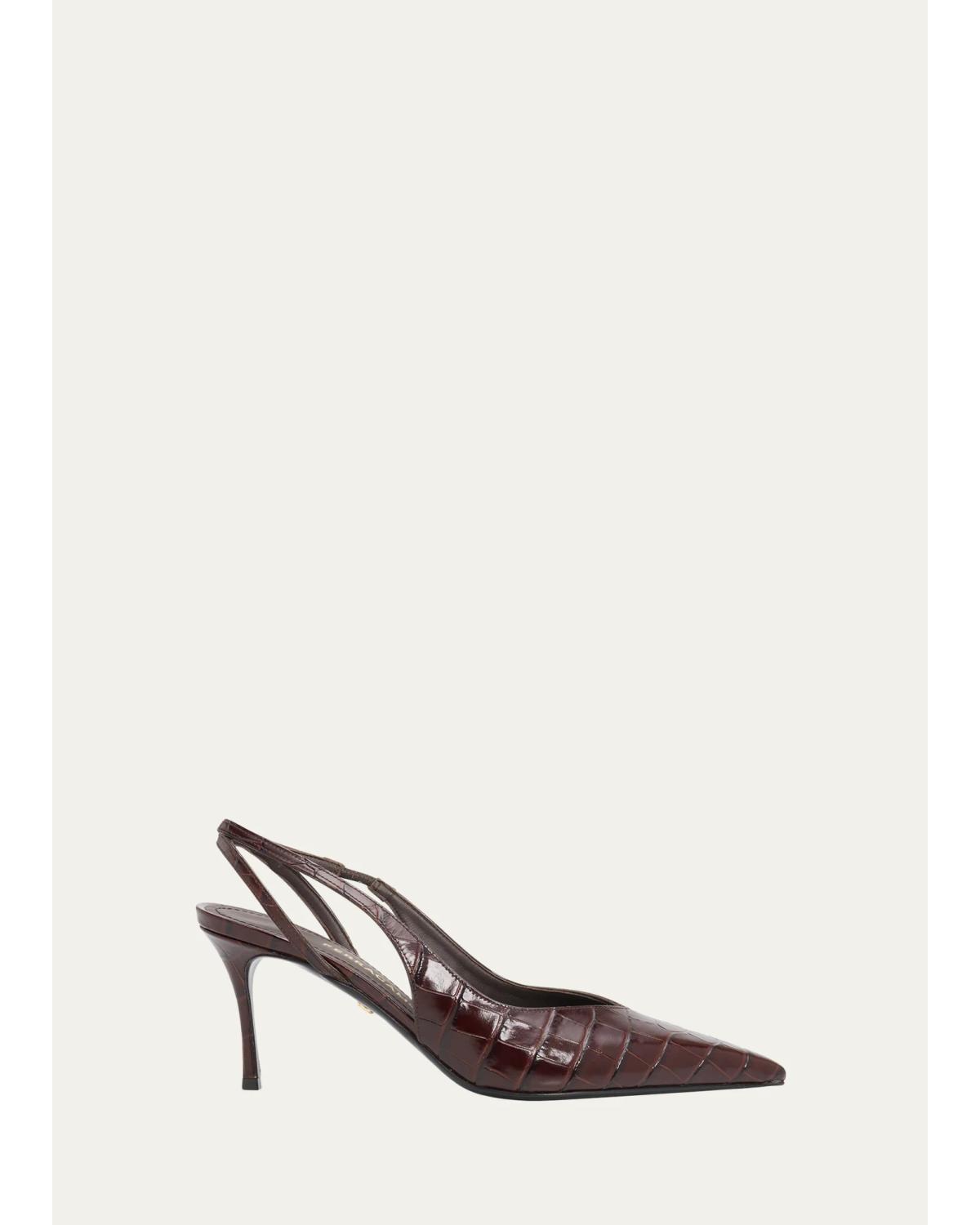 Dafne 70Mm Croc-Embossed Slingback