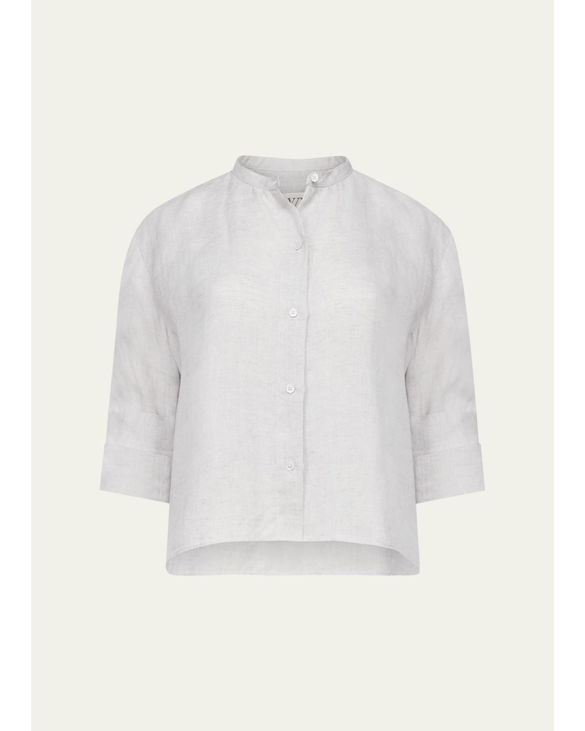 Stand Collar Cut Off Shirt