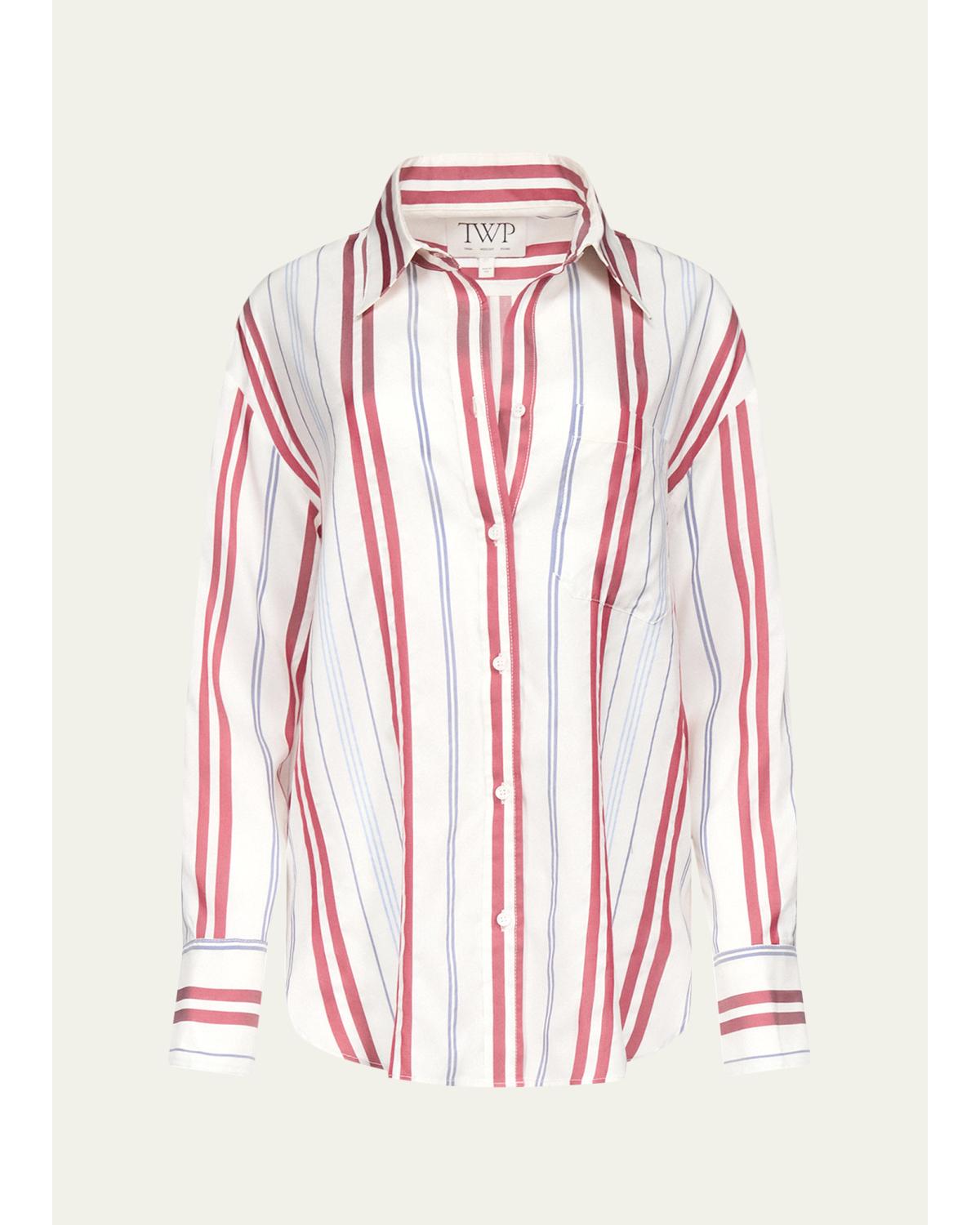 Big Joe Striped Silk Button-Front Shirt