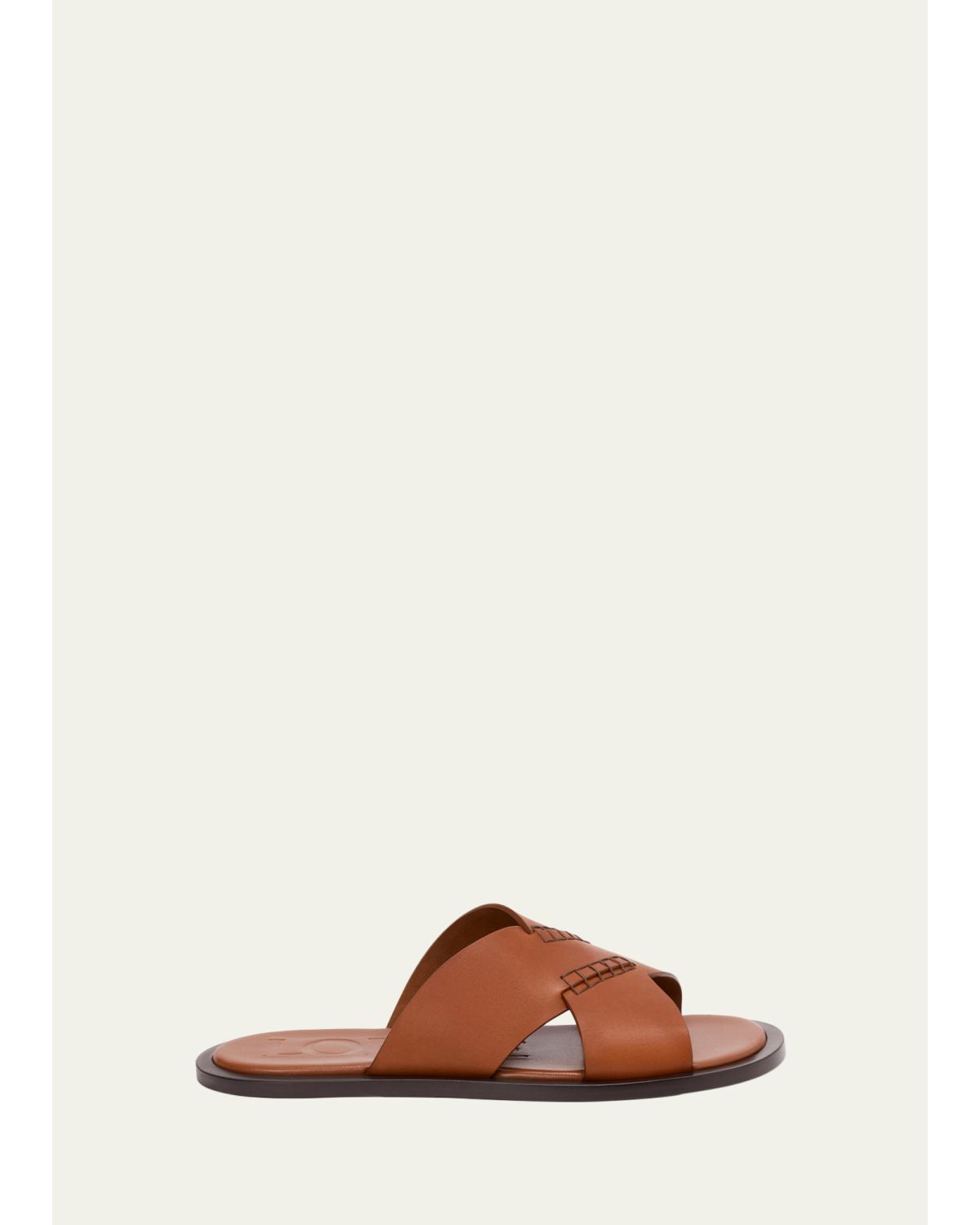 x Paula's Ibiza Men's Flex Crisscross Leather Slide Sandals
