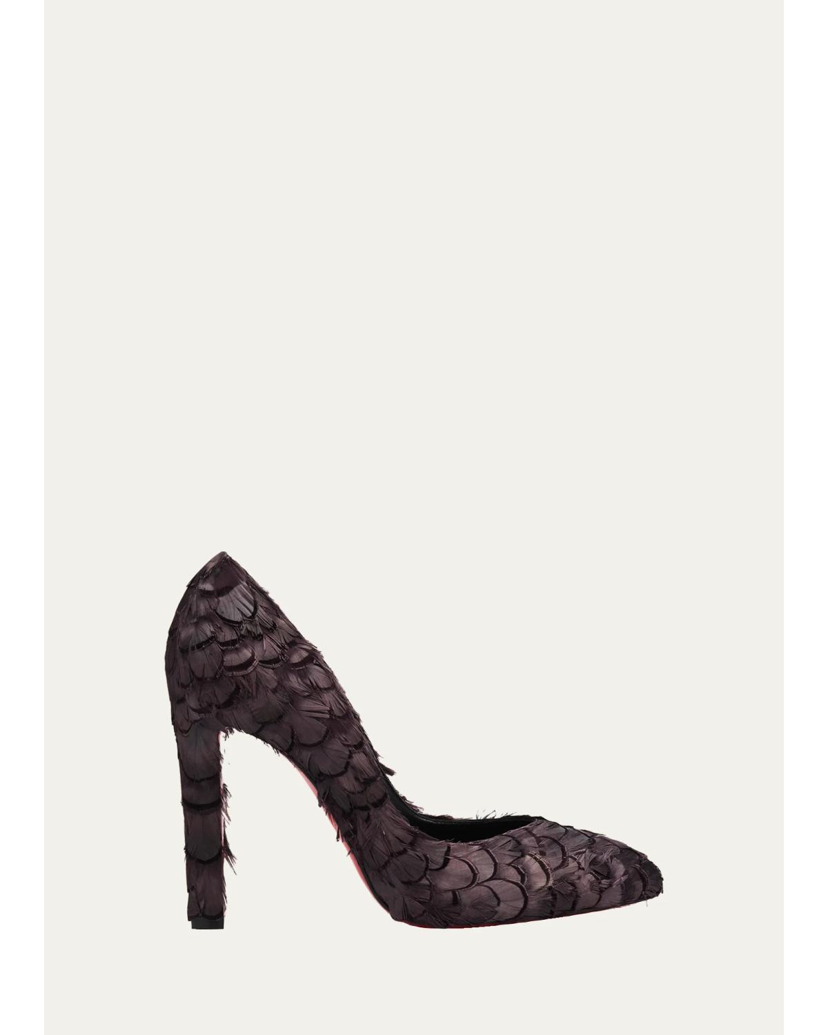 100Mm Fanny Silk Feather Pumps