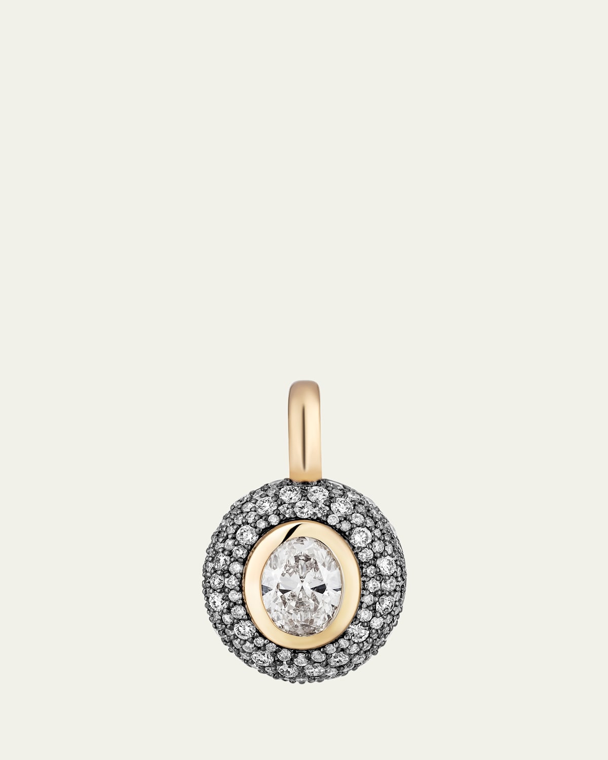 Mason and Books 14K Floret Medium Oval Pendant with Diamonds and Black Rhodium