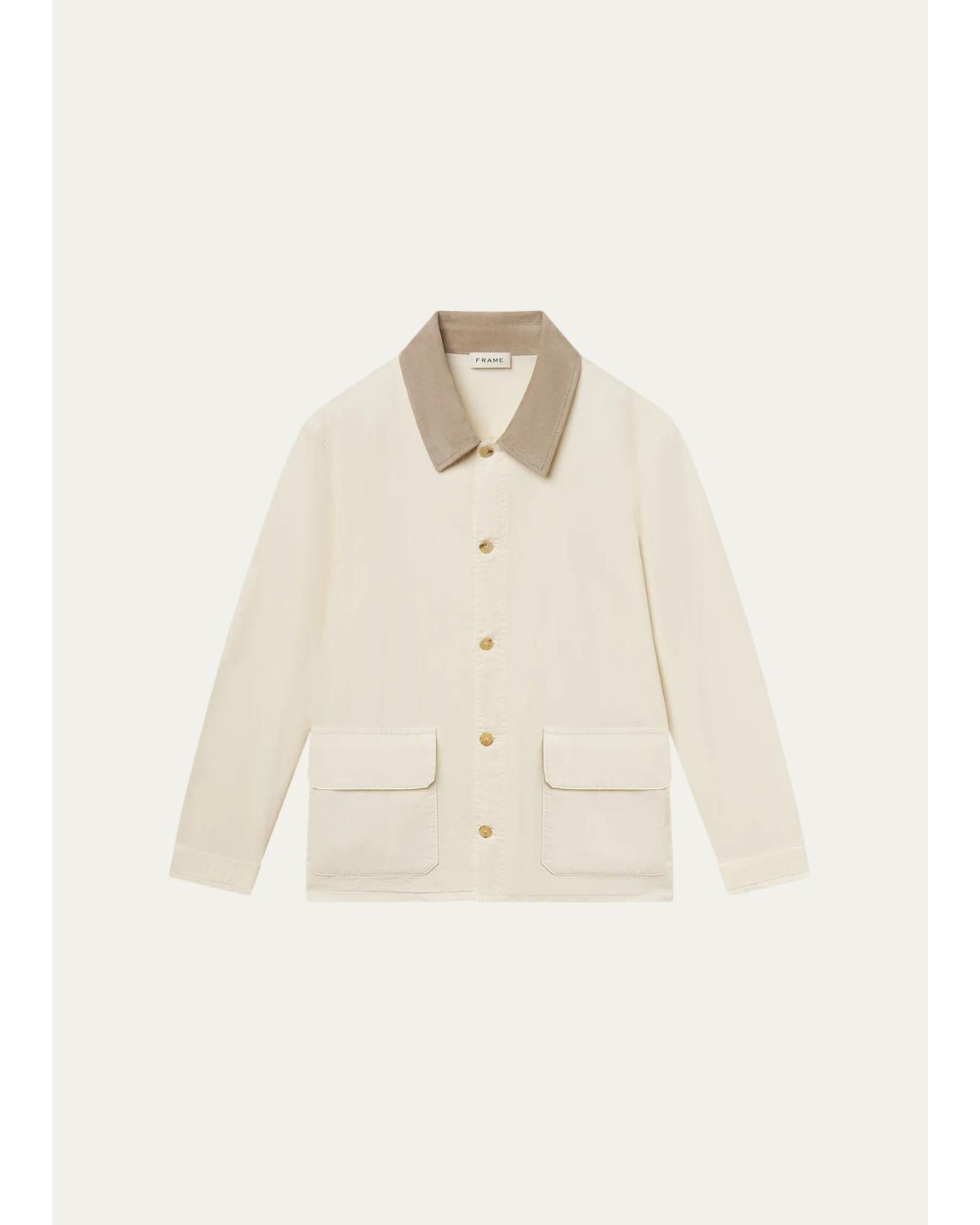Men'S Corduroy-Collar Canvas Shirt Jacket