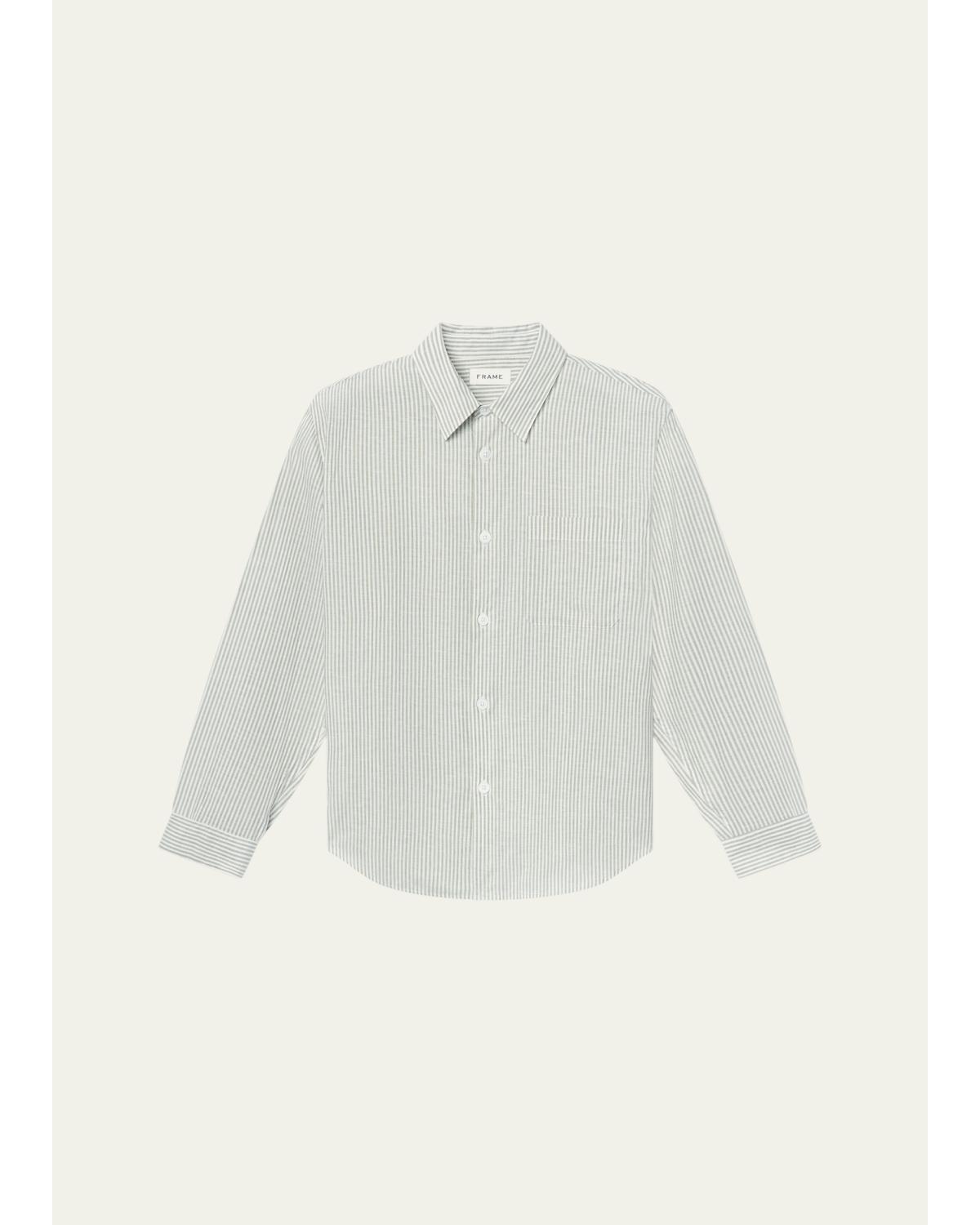 Men'S Striped Tencel-Blend Button-Down Shirt