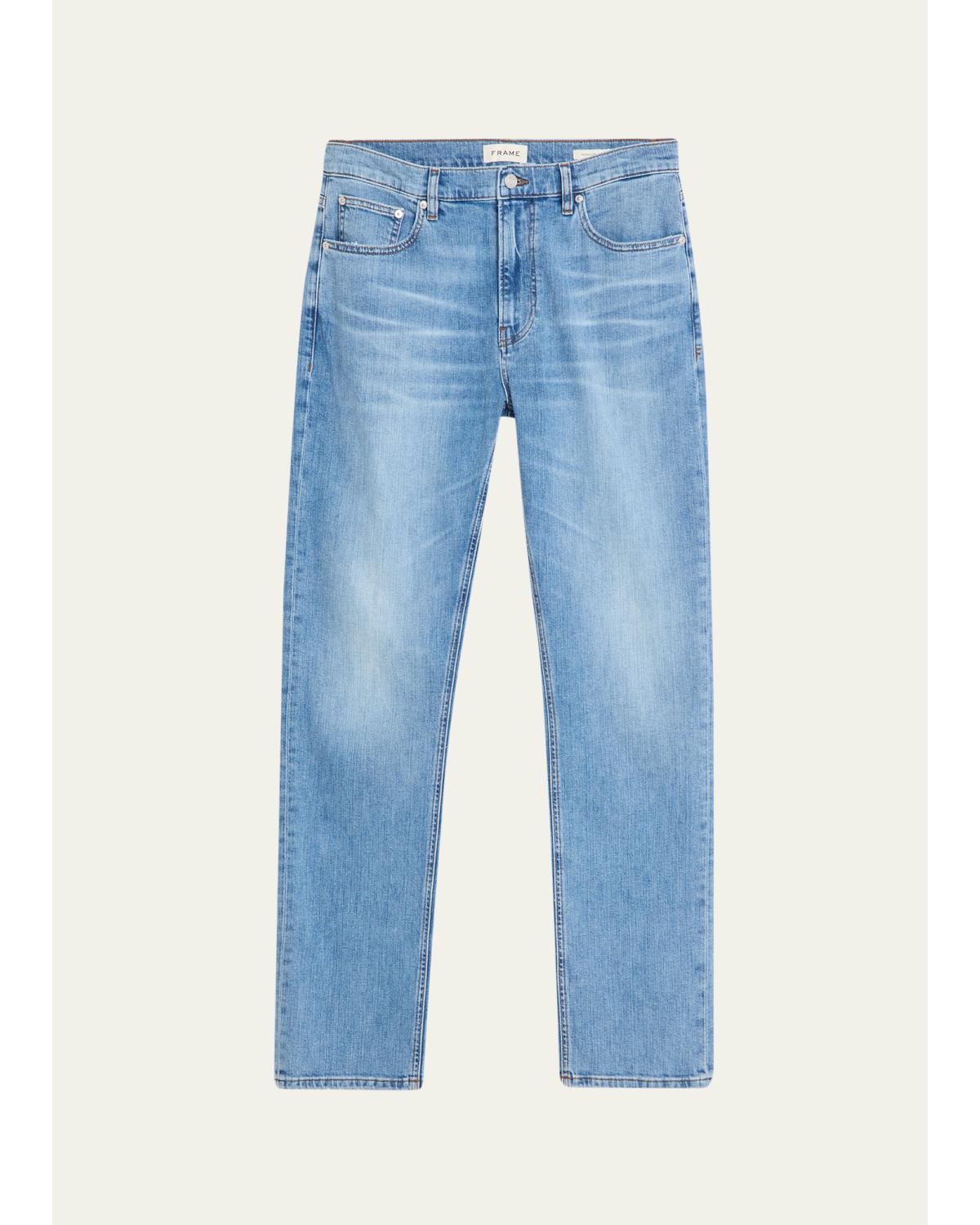 Men'S Faded Denim Straight-Leg Jeans