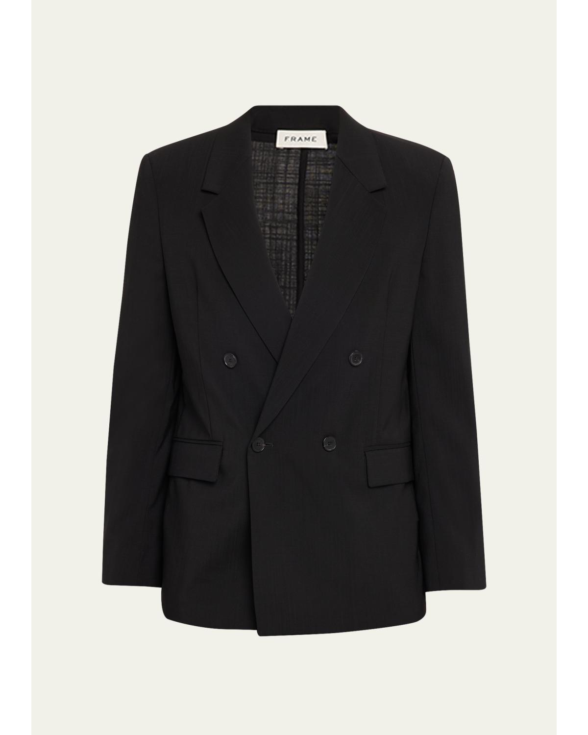 Men'S Tropical Wool Double-Breasted Blazer