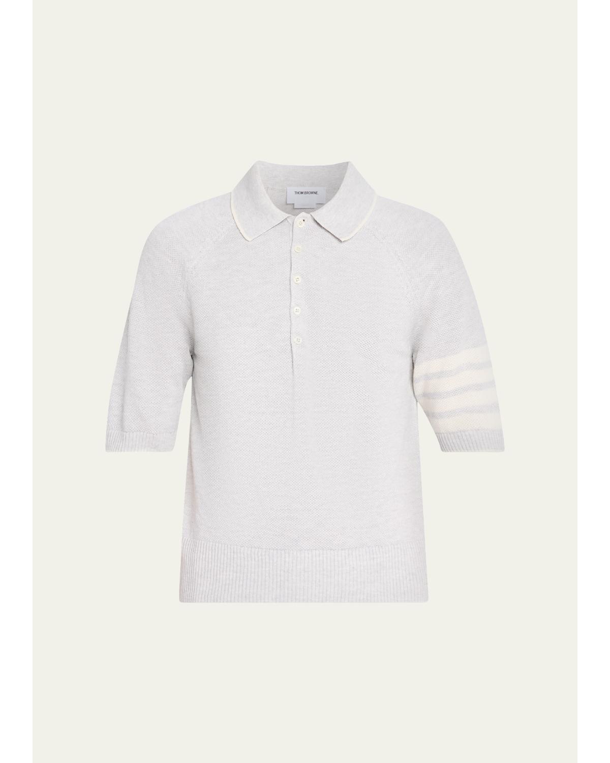 Men'S Linen Cotton 4-Bar Polo Shirt