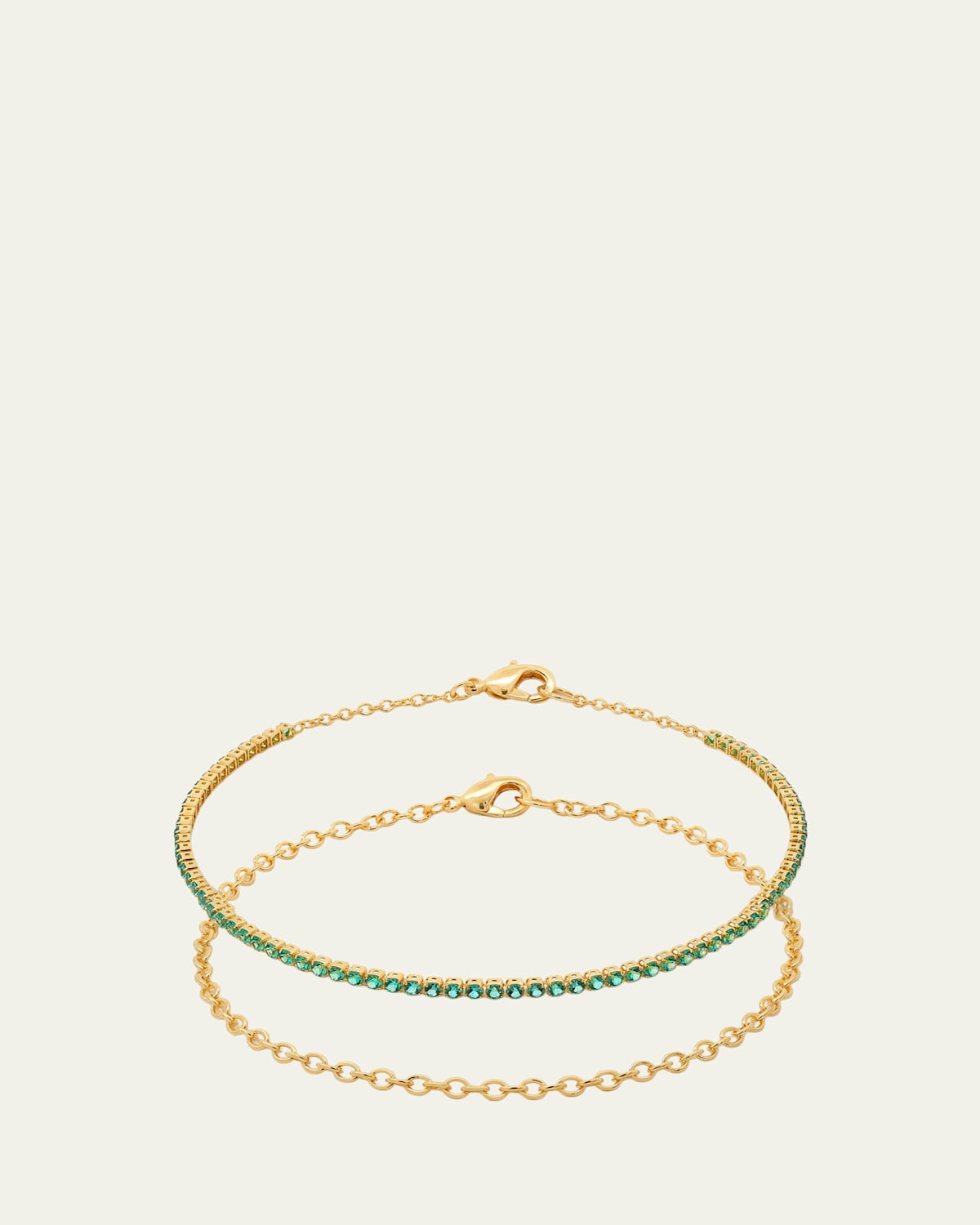Gwen Beloti CZ Tennis and 18K Gold-Plated Bracelets, Set of 2 | Thumbnail 4