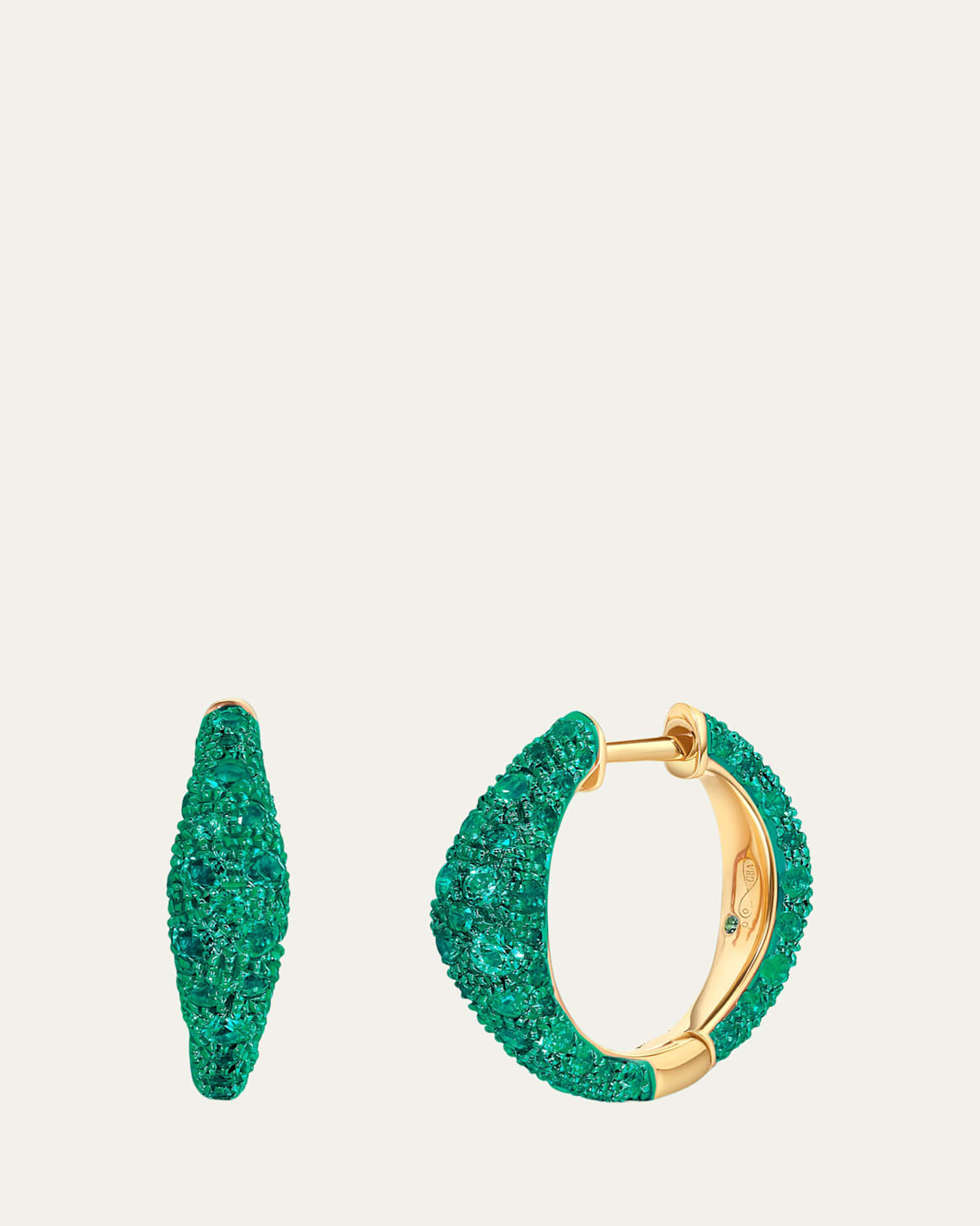 Graziela Gems 18K Emerald Bahia Hoop Earrings