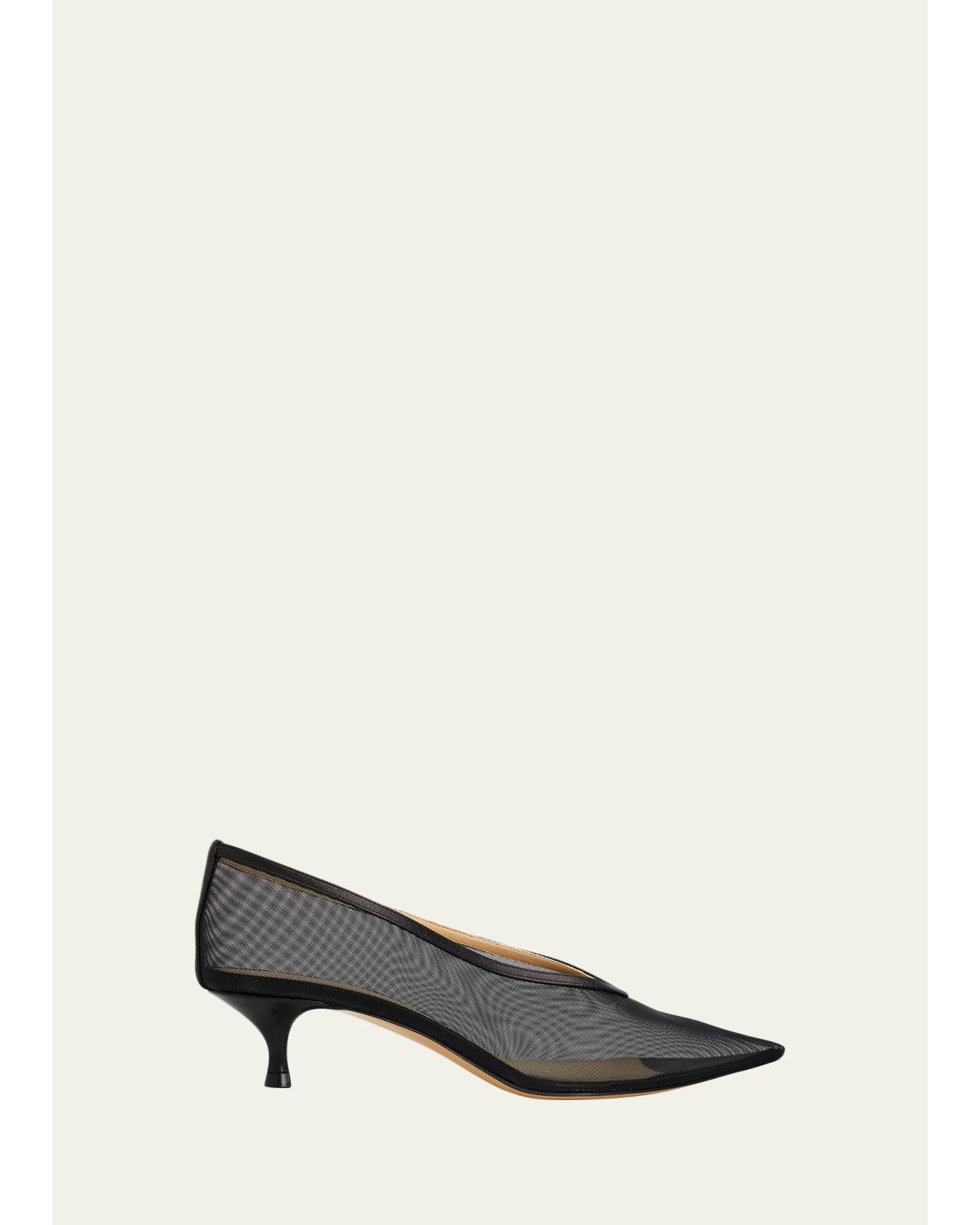 40Mm Babouche Mesh Kitten-Heel Pumps