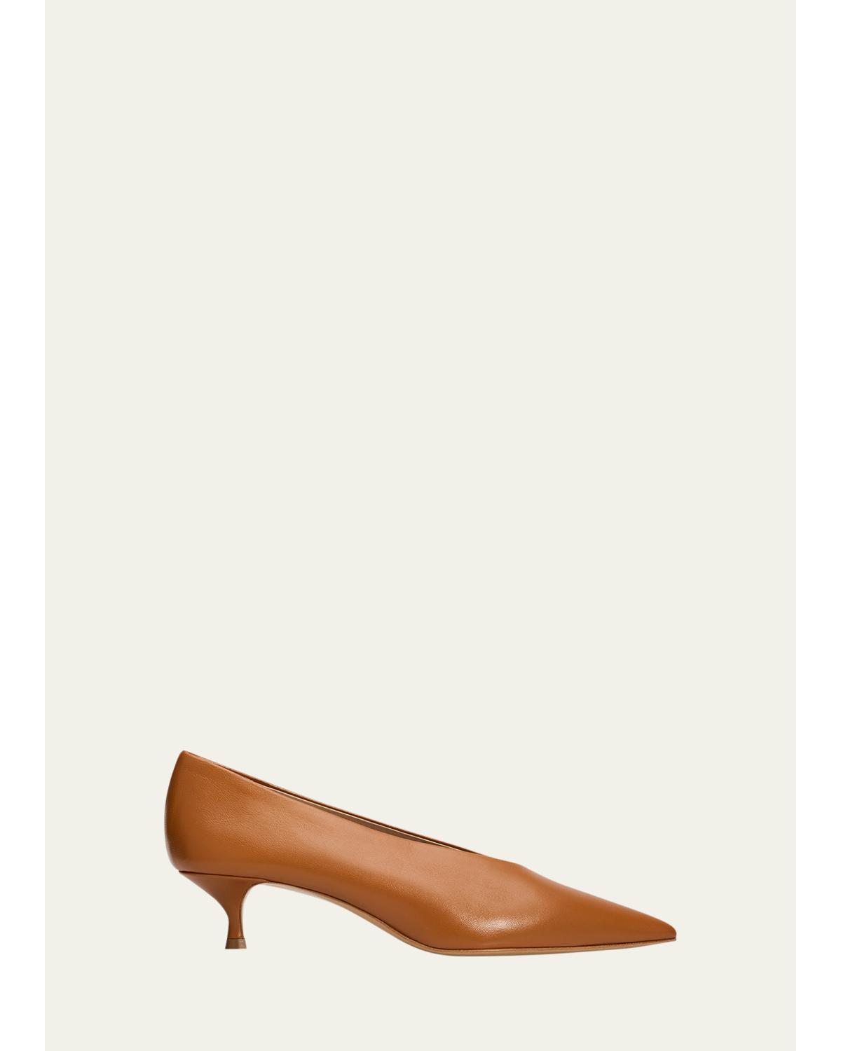 25Mm Leather Kitten-Heel Pumps