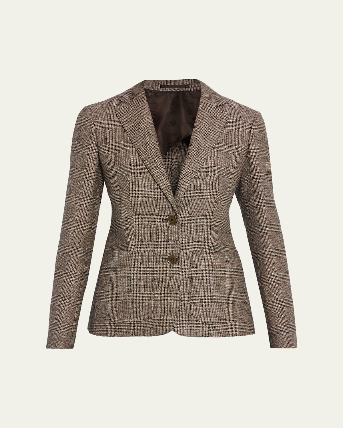 Burberry Prince Of Wales Check Wool-linen Single-breasted Jacket In Multi