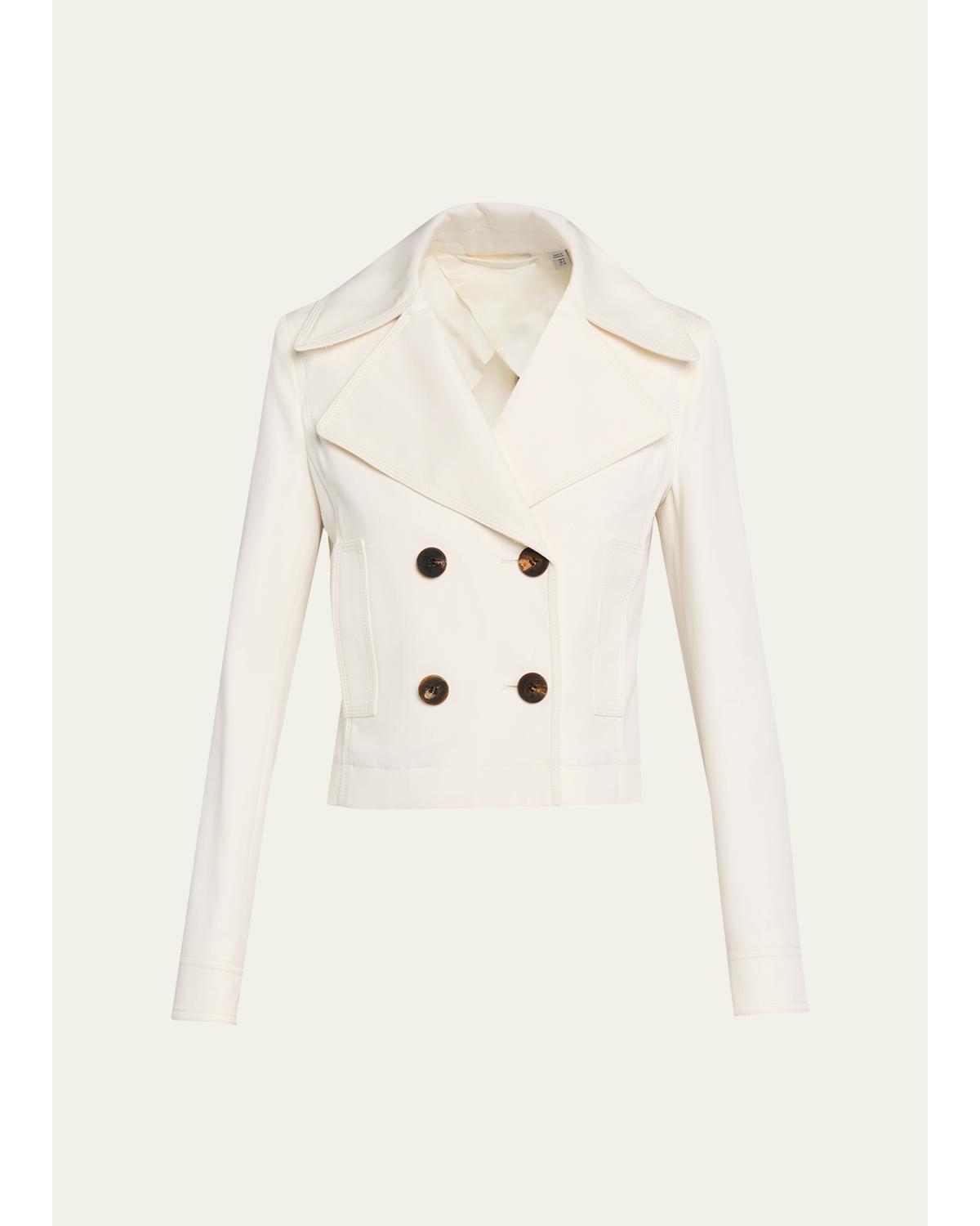 Bianca Double-Breasted Cotton Twill Short Jacket