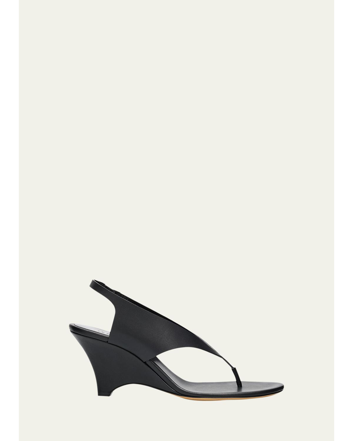 Langley 70Mm Leather Thong Wedge