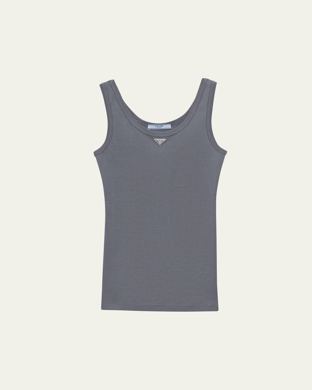 Prada Cotton Jersey Tank Top In Gray