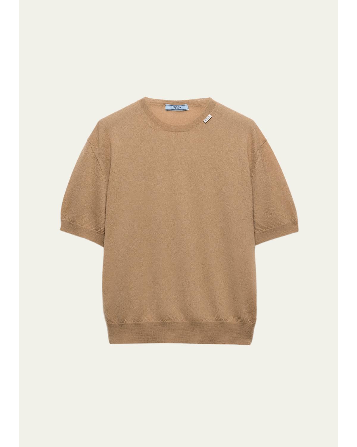 Cashmere Short-Sleeve Crewneck Sweater