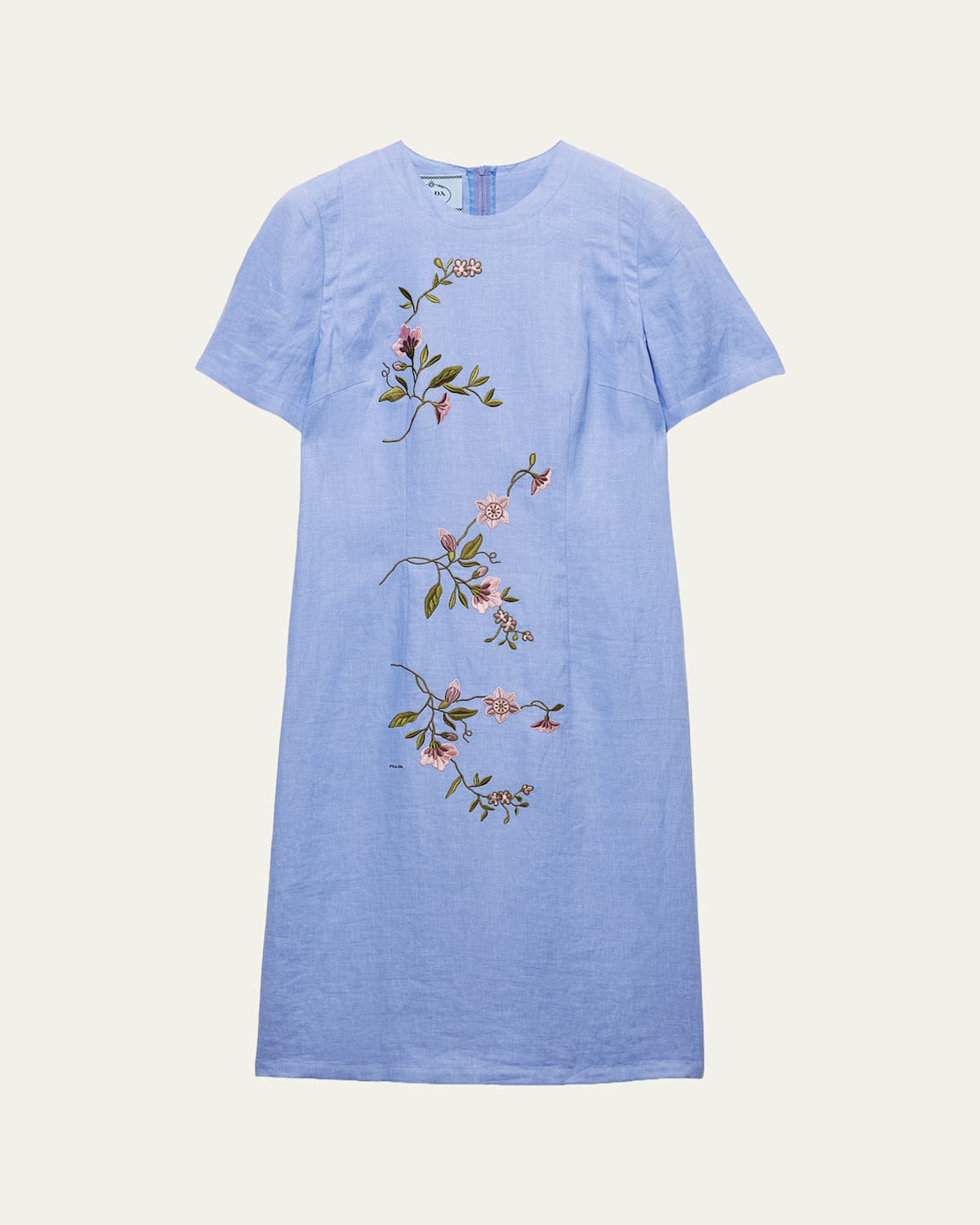 Embroidered Linen Midi Dress
