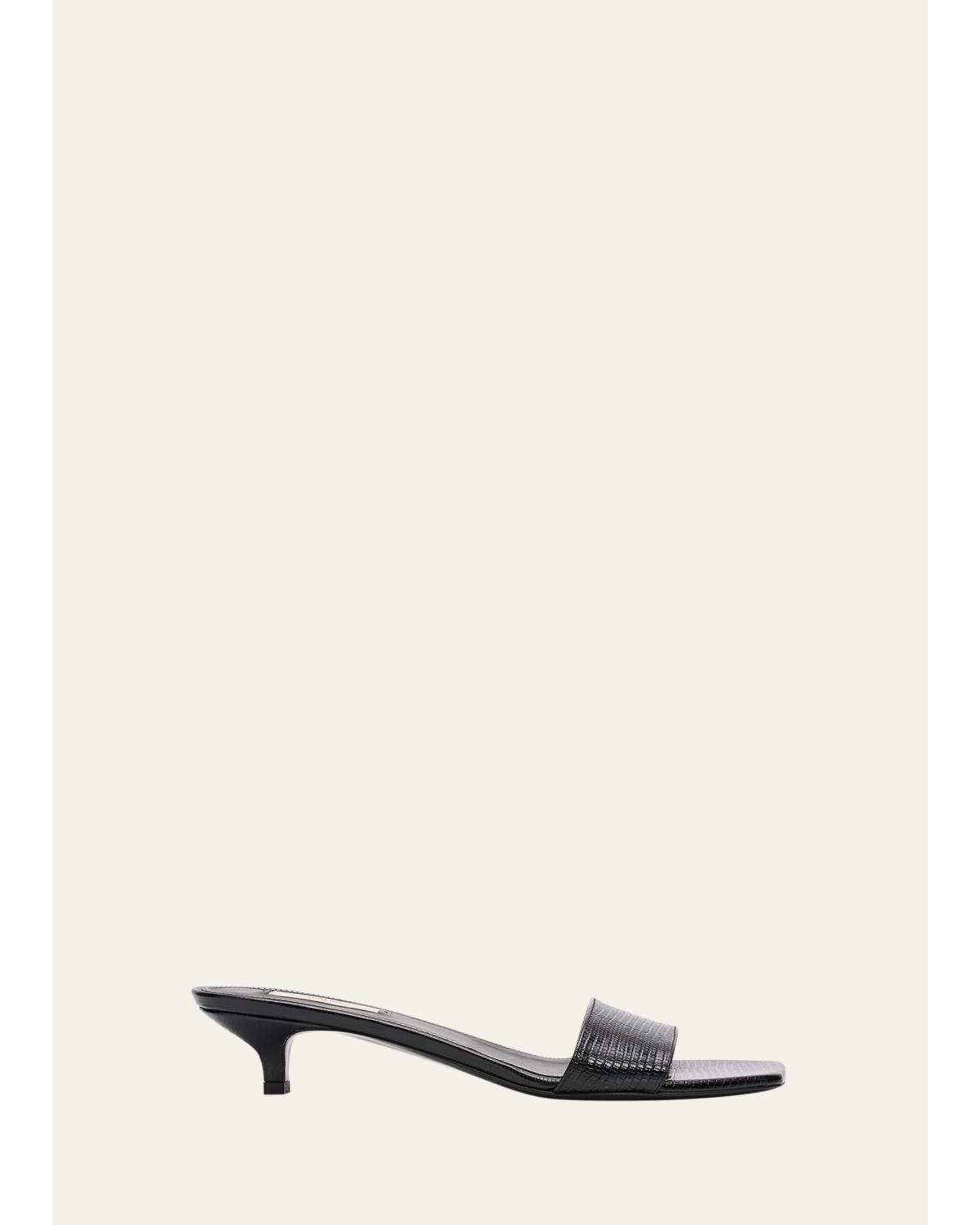 35Mm Slim Lizard-Embossed Mules