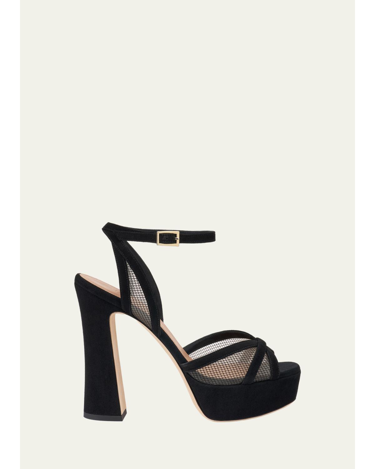 Sylvie 125Mm Suede & Mesh Platform Sandals