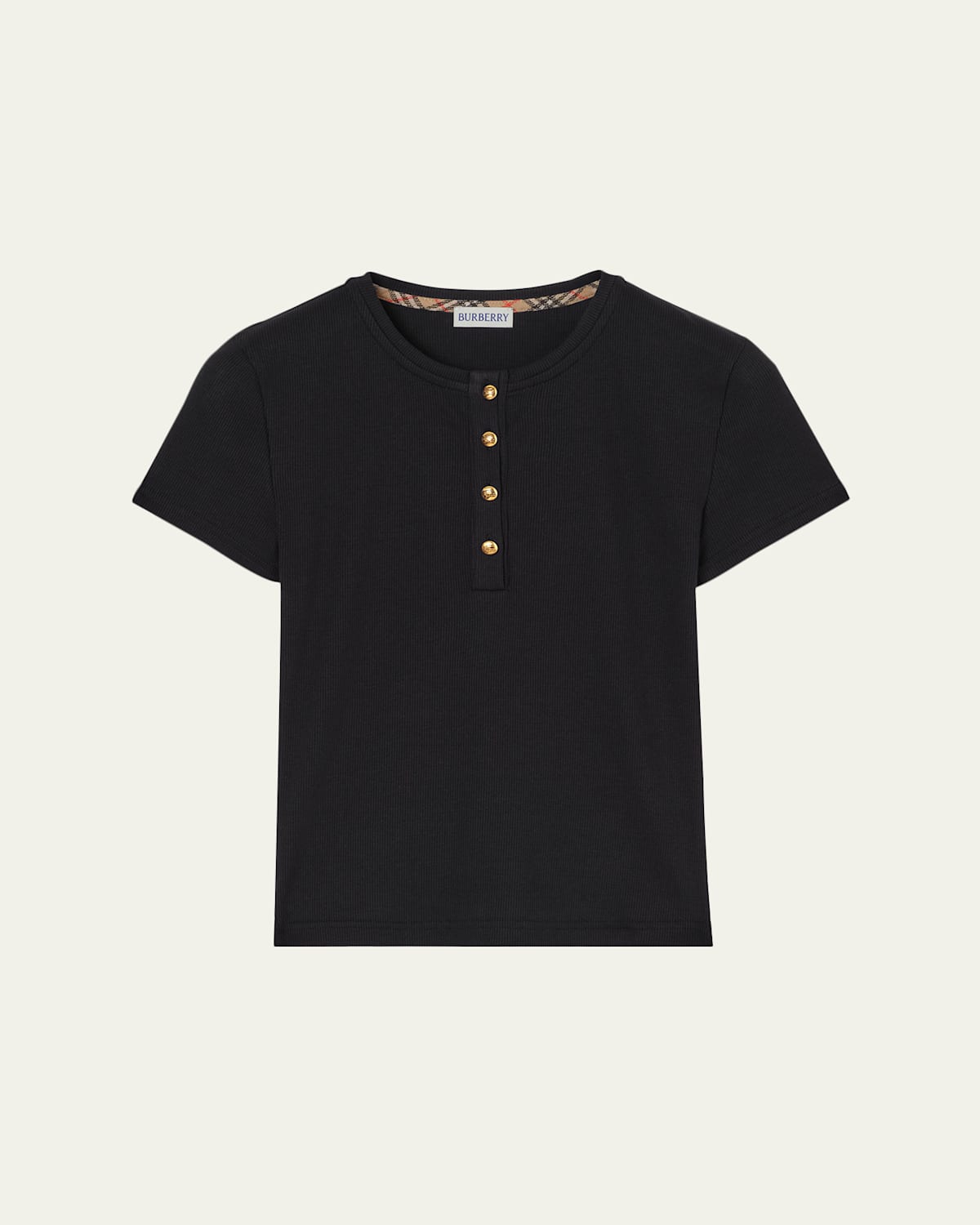 Burberry Cotton Rib Knit T-Shirt | Thumbnail 7
