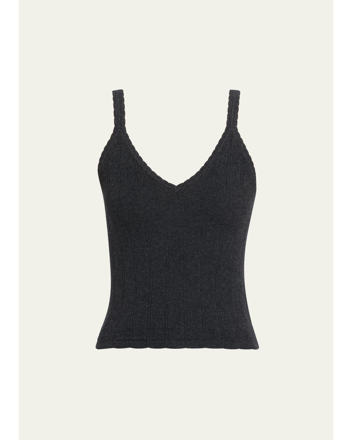 Suni Scalloped Cotton-Cashmere Rib Tank Top