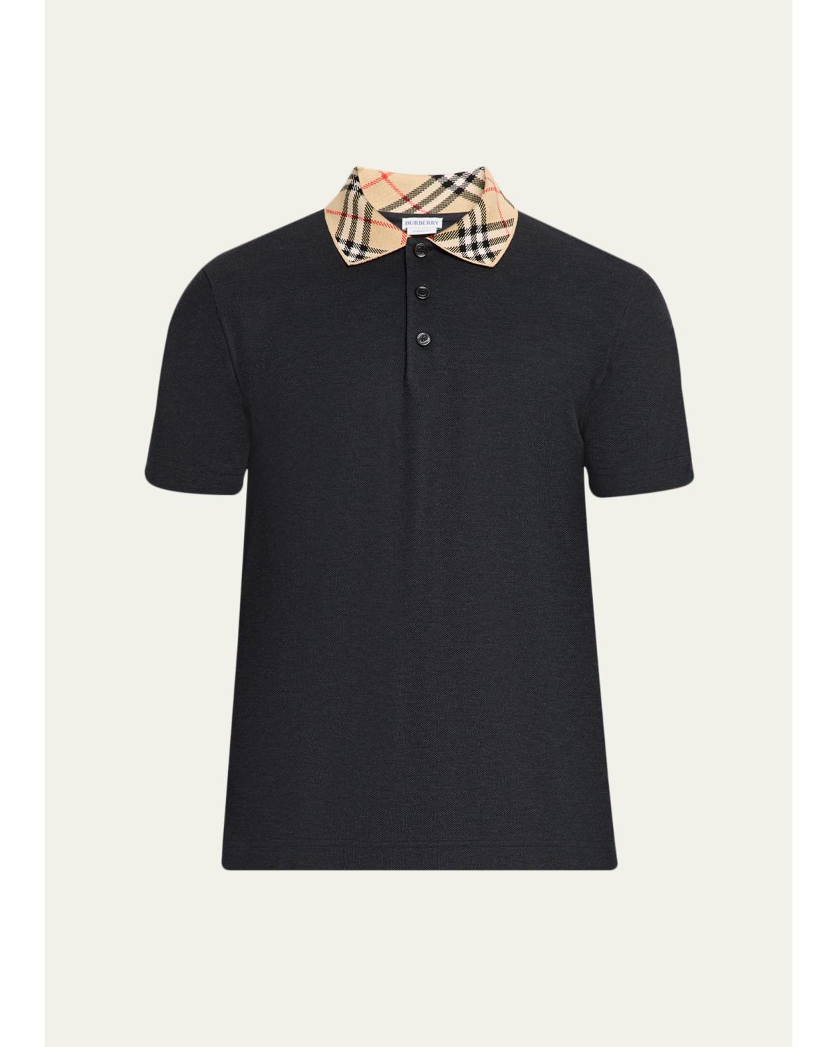 Men'S Evan Check-Collar Pique Polo Shirt