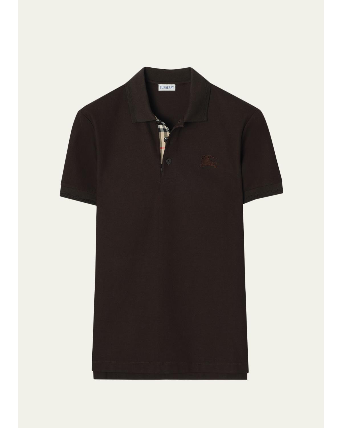 Men'S Eddie Check-Placket Cotton Polo Shirt
